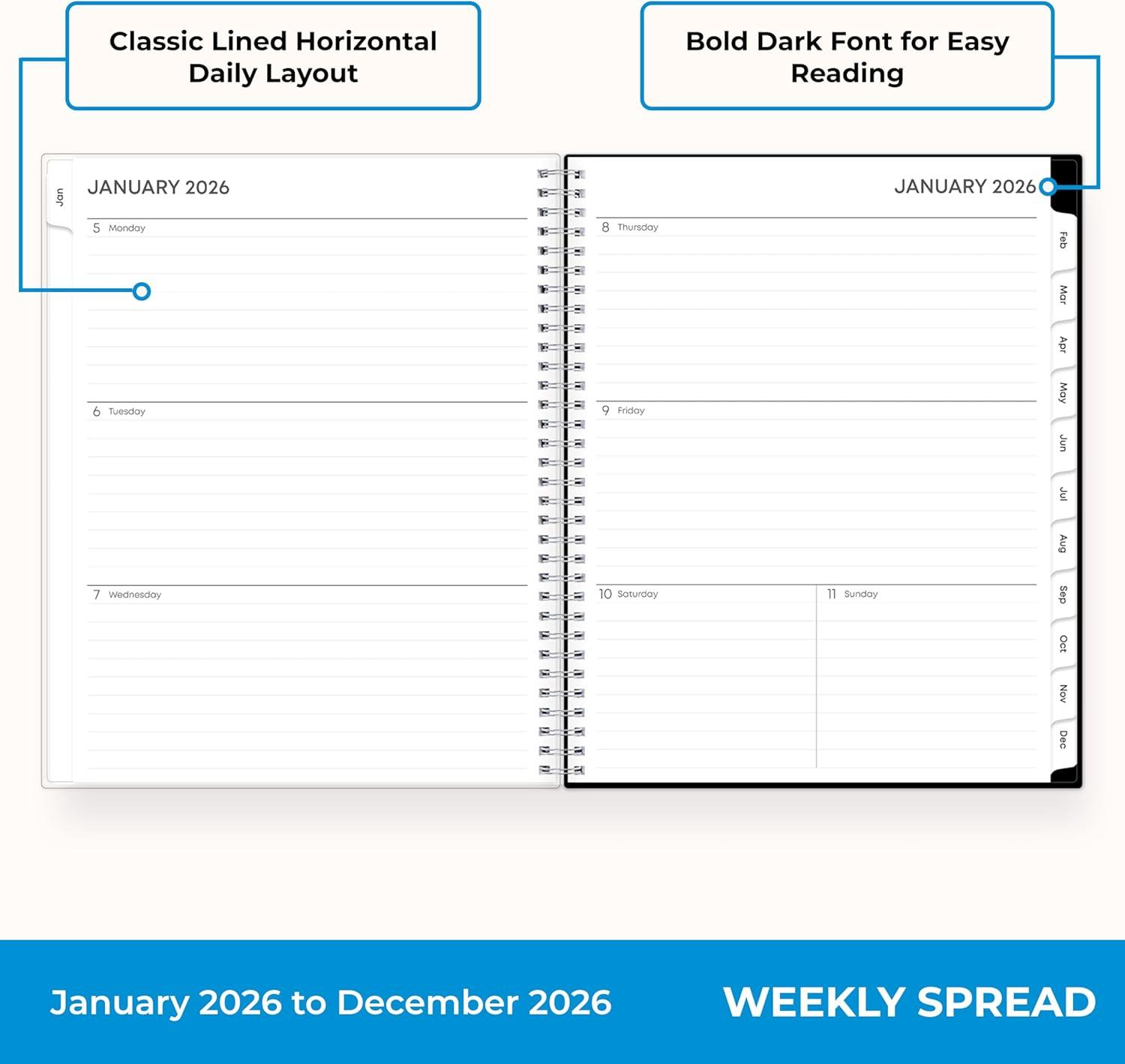 imageBlue Sky 2026 Weekly and Monthly Planner Calendar January 2026 December 2026 85quot x 11quot Clear Pocket Cover Laminated Tabs Durable Twin Wire Binding Storage Pocket AnaleisAnaleis 2026