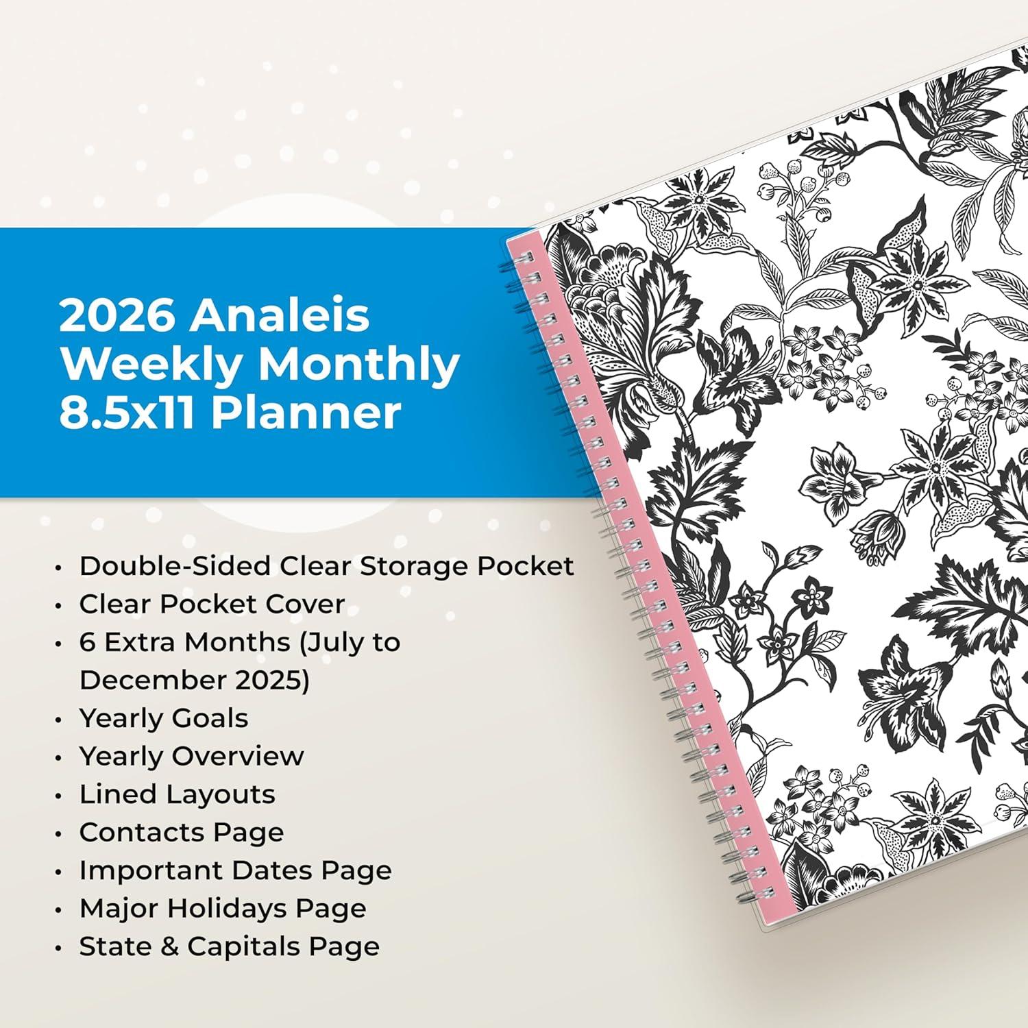 imageBlue Sky 2026 Weekly and Monthly Planner Calendar January 2026 December 2026 85quot x 11quot Clear Pocket Cover Laminated Tabs Durable Twin Wire Binding Storage Pocket AnaleisAnaleis 2026