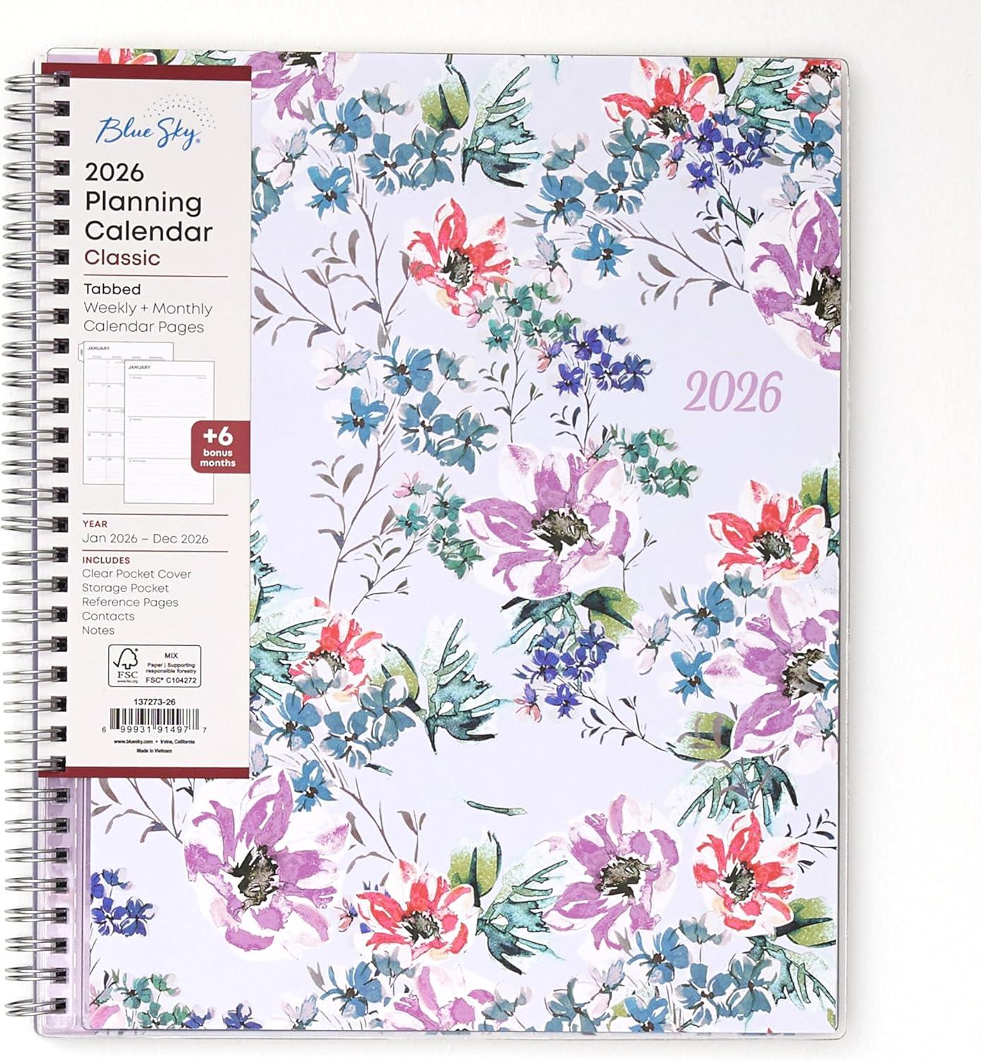 imageBlue Sky 2026 Weekly and Monthly Planner Calendar January 2026 December 2026 85quot x 11quot Clear Pocket Cover Laminated Tabs Durable Twin Wire Binding Storage Pocket LailaLaila 2026