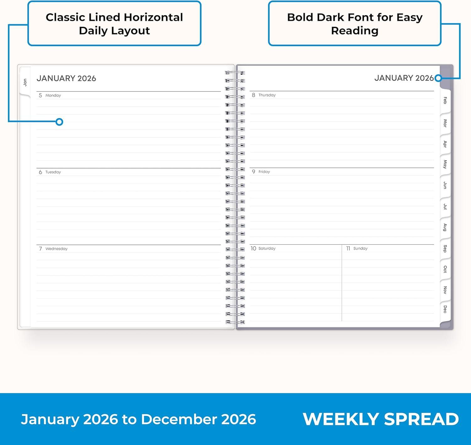 imageBlue Sky 2026 Weekly and Monthly Planner Calendar January 2026 December 2026 85quot x 11quot Clear Pocket Cover Laminated Tabs Durable Twin Wire Binding Storage Pocket LailaLaila 2026