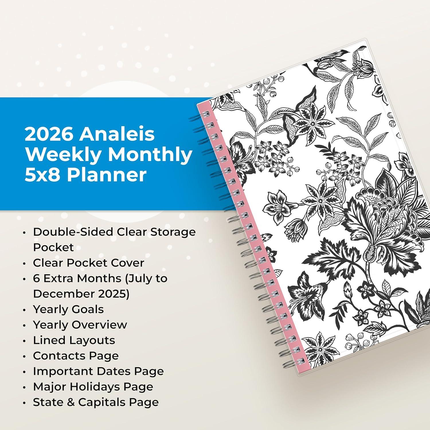 imageBlue Sky 2026 Weekly and Monthly Planner Calendar January 2026 December 2026 85quot x 11quot Clear Pocket Cover Laminated Tabs Durable Twin Wire Binding Storage Pocket AnaleisAnaleis 2026