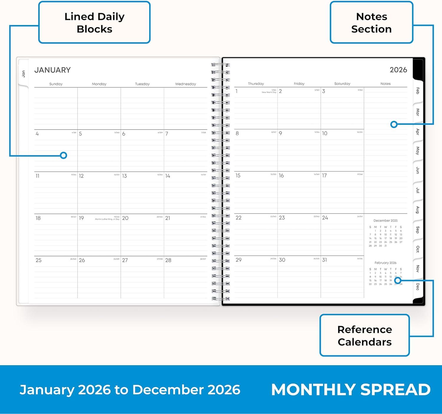 imageBlue Sky 2026 Weekly and Monthly Planner Calendar January 2026 December 2026 85quot x 11quot Clear Pocket Cover Laminated Tabs Durable Twin Wire Binding Storage Pocket AnaleisAnaleis 2026