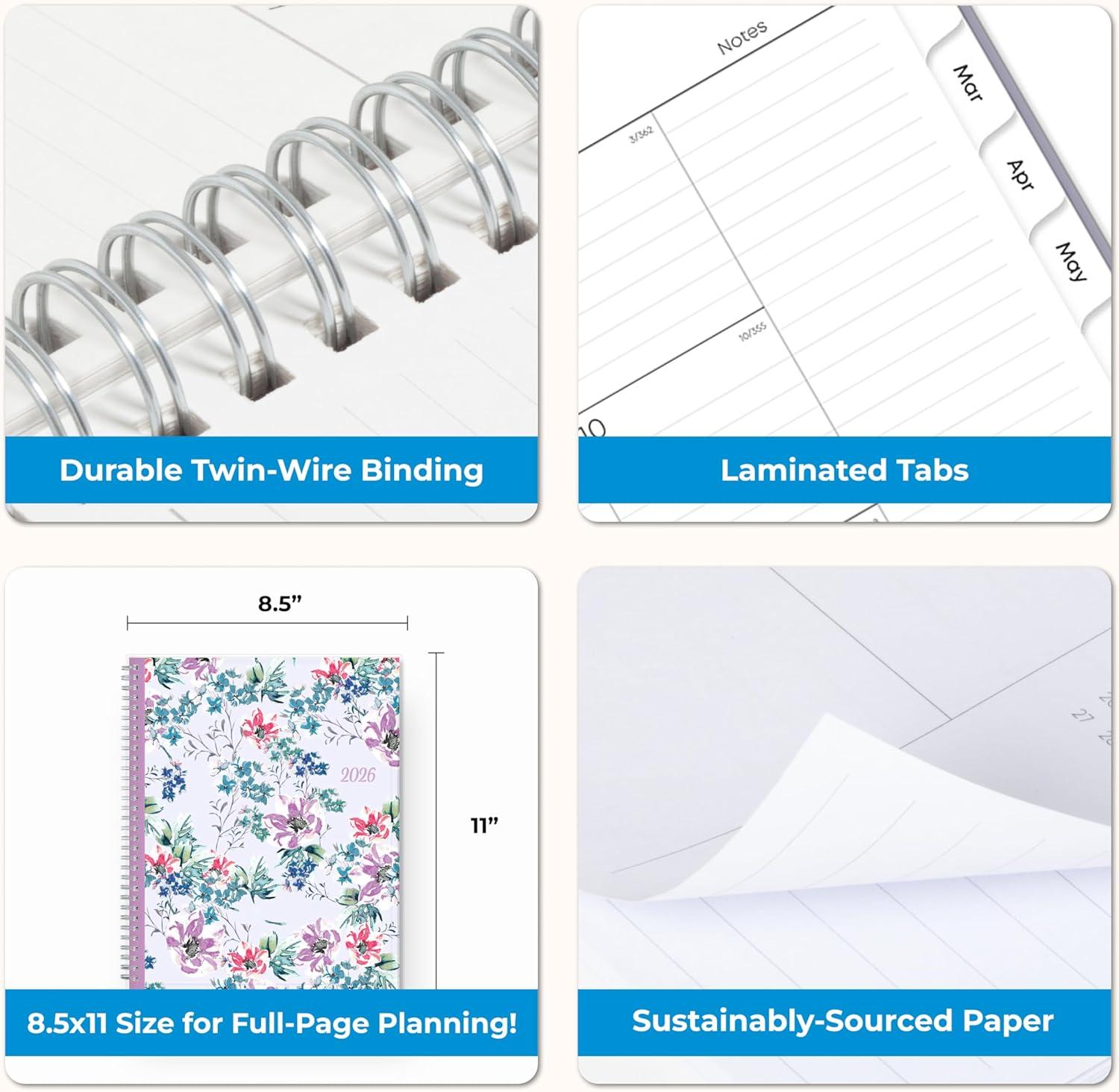 imageBlue Sky 2026 Weekly and Monthly Planner Calendar January 2026 December 2026 85quot x 11quot Clear Pocket Cover Laminated Tabs Durable Twin Wire Binding Storage Pocket LailaLaila 2026
