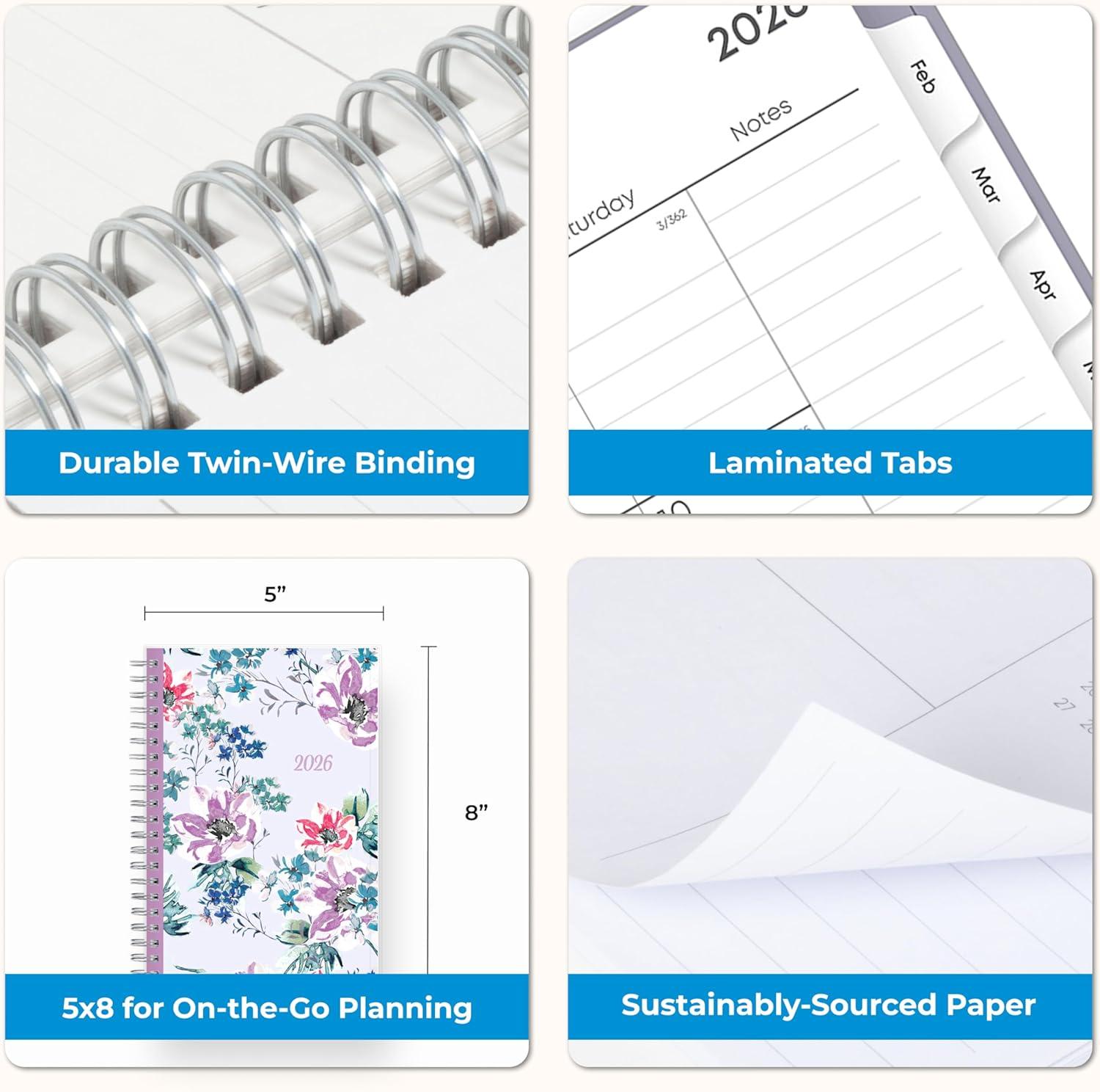 imageBlue Sky 2026 Weekly and Monthly Planner Calendar January 2026 December 2026 85quot x 11quot Clear Pocket Cover Laminated Tabs Durable Twin Wire Binding Storage Pocket LailaLaila 2026