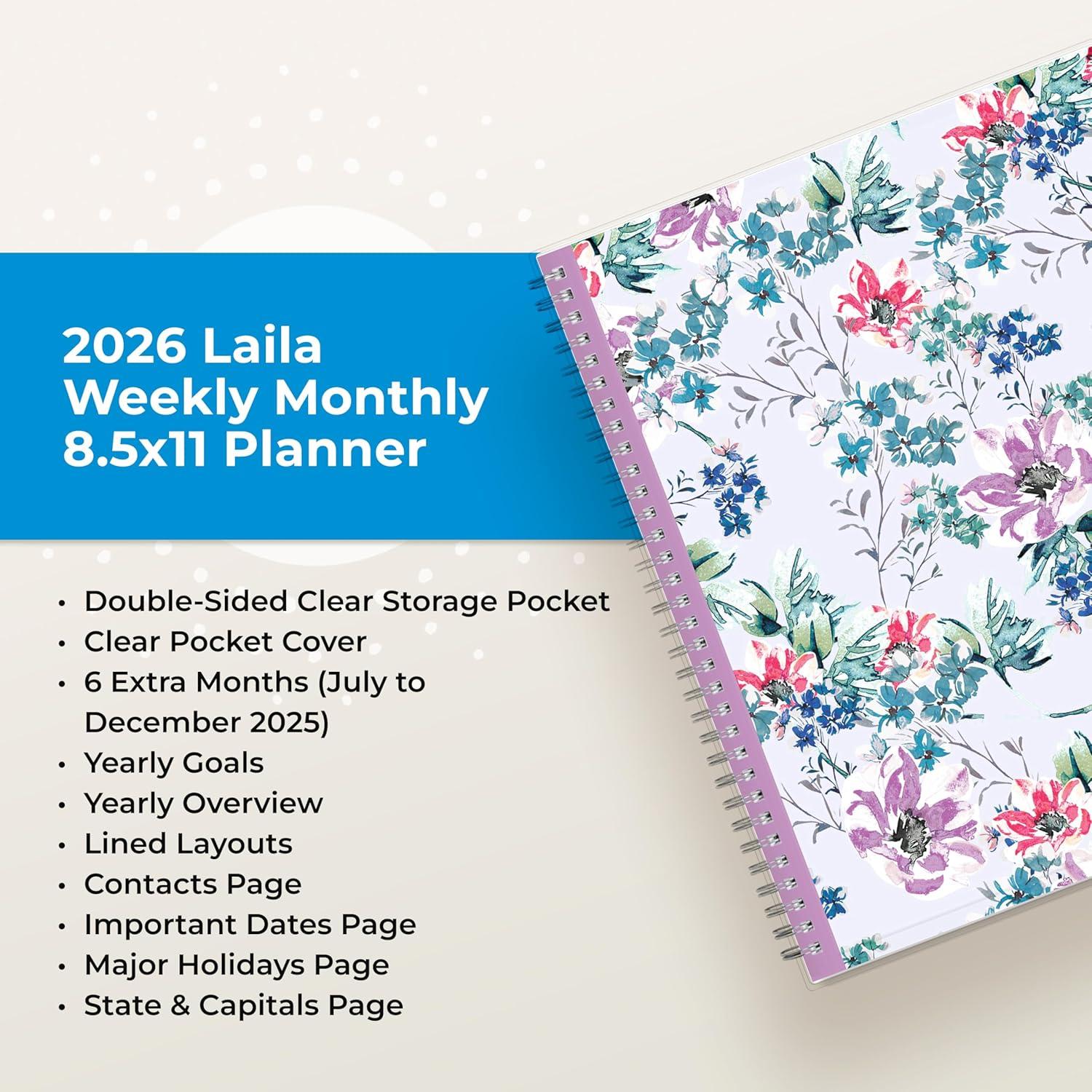 imageBlue Sky 2026 Weekly and Monthly Planner Calendar January 2026 December 2026 85quot x 11quot Clear Pocket Cover Laminated Tabs Durable Twin Wire Binding Storage Pocket LailaLaila 2026