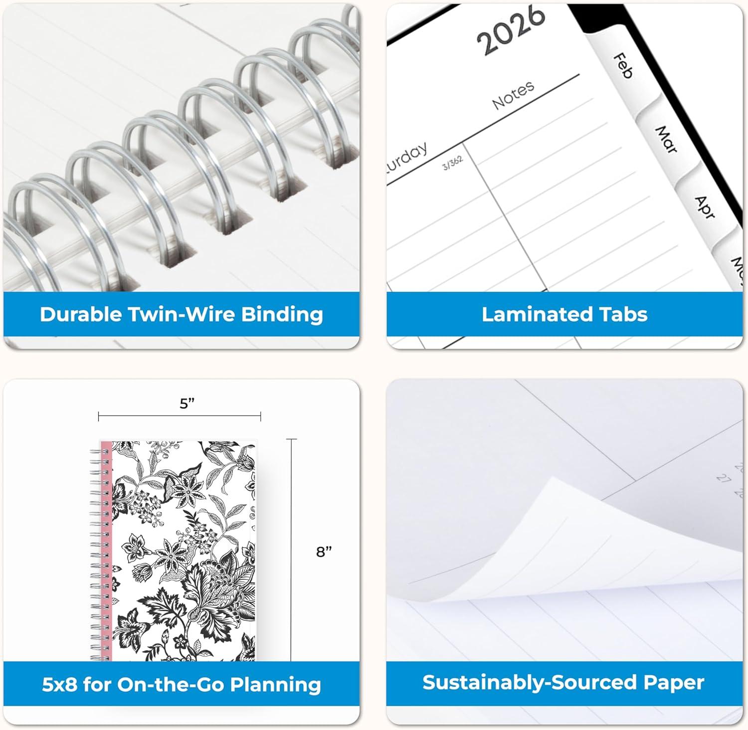 imageBlue Sky 2026 Weekly and Monthly Planner Calendar January 2026 December 2026 85quot x 11quot Clear Pocket Cover Laminated Tabs Durable Twin Wire Binding Storage Pocket AnaleisAnaleis 2026