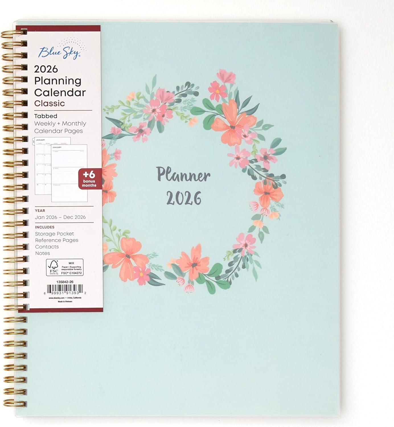 imageBlue Sky 2026 Weekly and Monthly Planner Calendar January 2026 December 2026 85quot x 11quot Flexible Cover Laminated Tabs Durable Twin Wire Binding Storage Pocket LaurelLaurel 2026