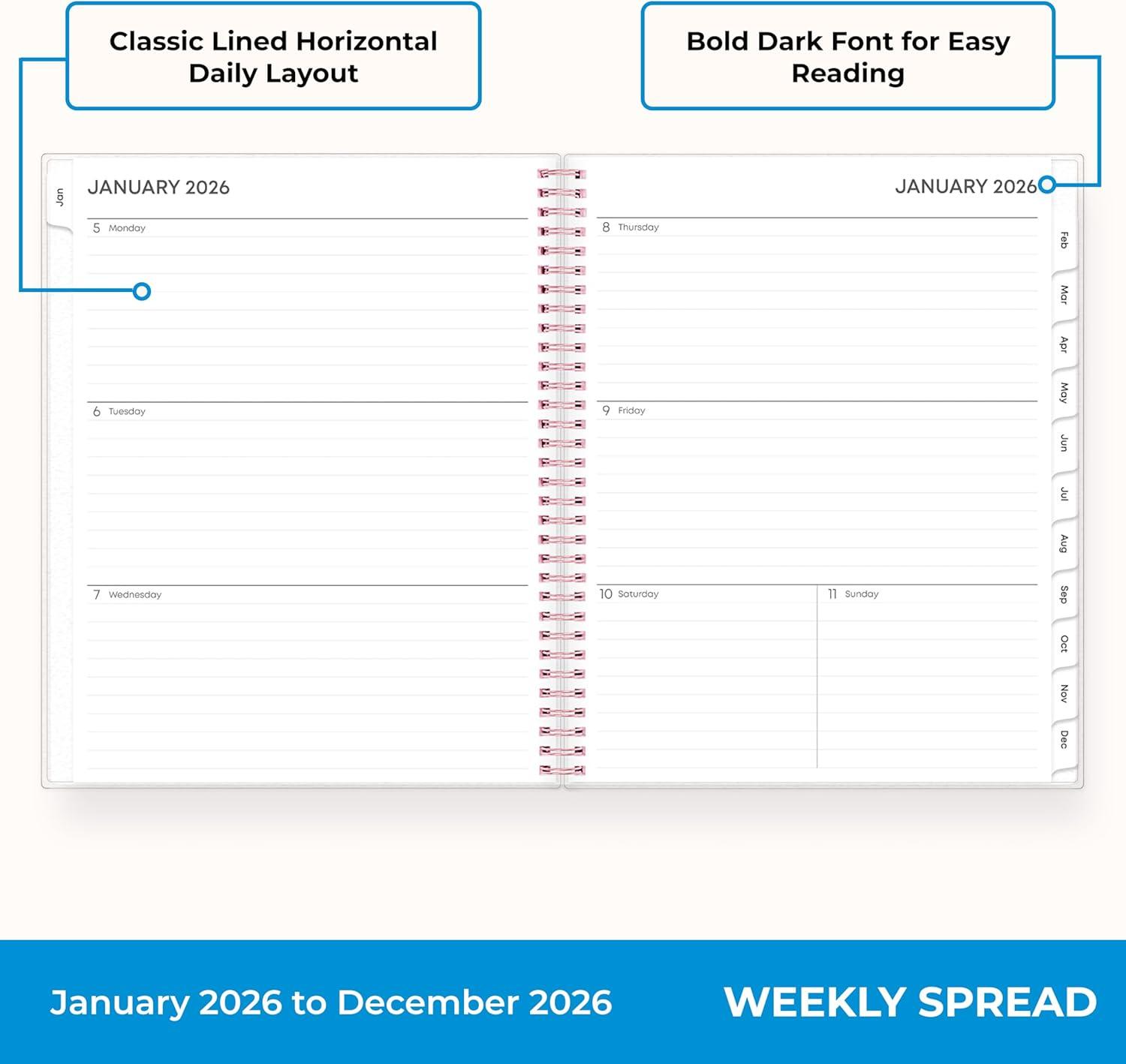 imageBlue Sky 2026 Weekly and Monthly Planner Calendar January 2026 December 2026 85quot x 11quot Flexible Cover Laminated Tabs Durable Twin Wire Binding Storage Pocket JoselynJoselyn 2026