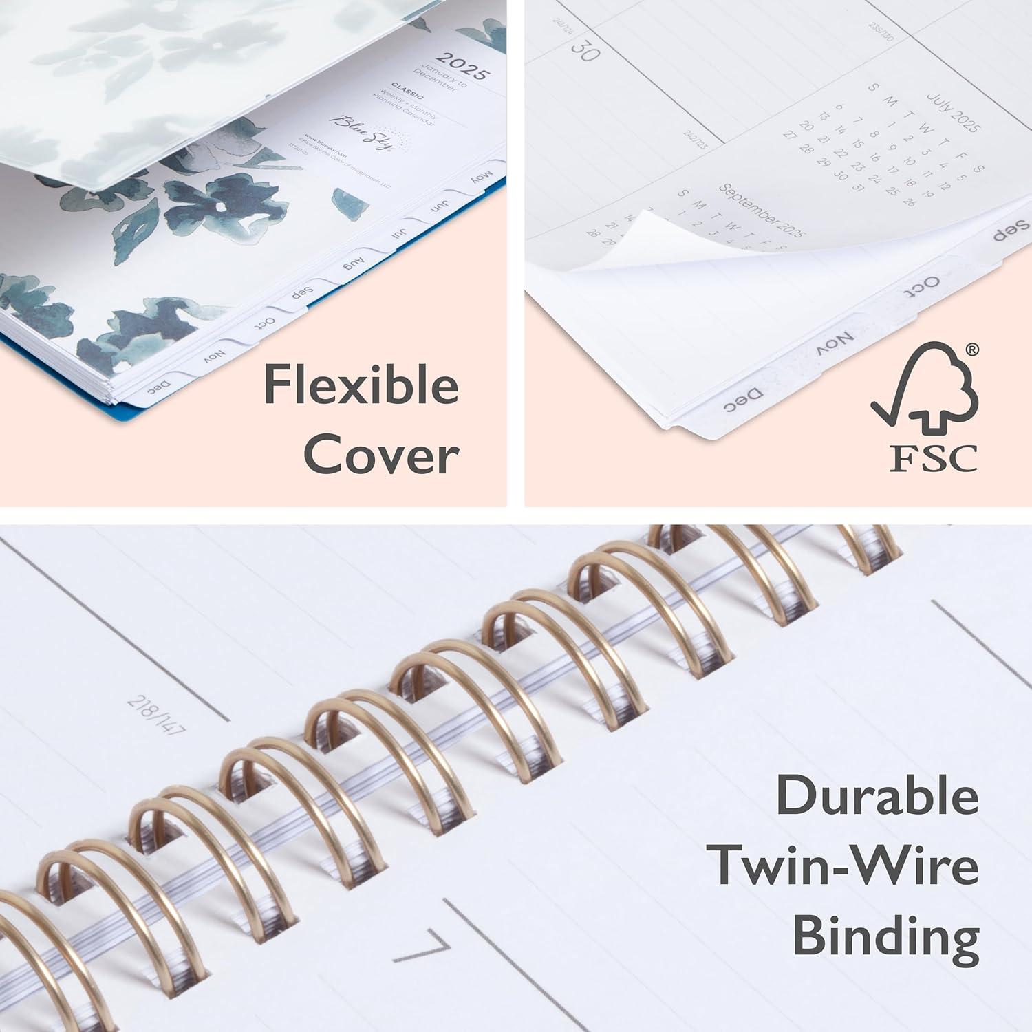 imageBlue Sky 2026 Weekly and Monthly Planner Calendar January 2026 December 2026 85quot x 11quot Flexible Cover Laminated Tabs Durable Twin Wire Binding Storage Pocket Bakah BlueBakah Blue 2025