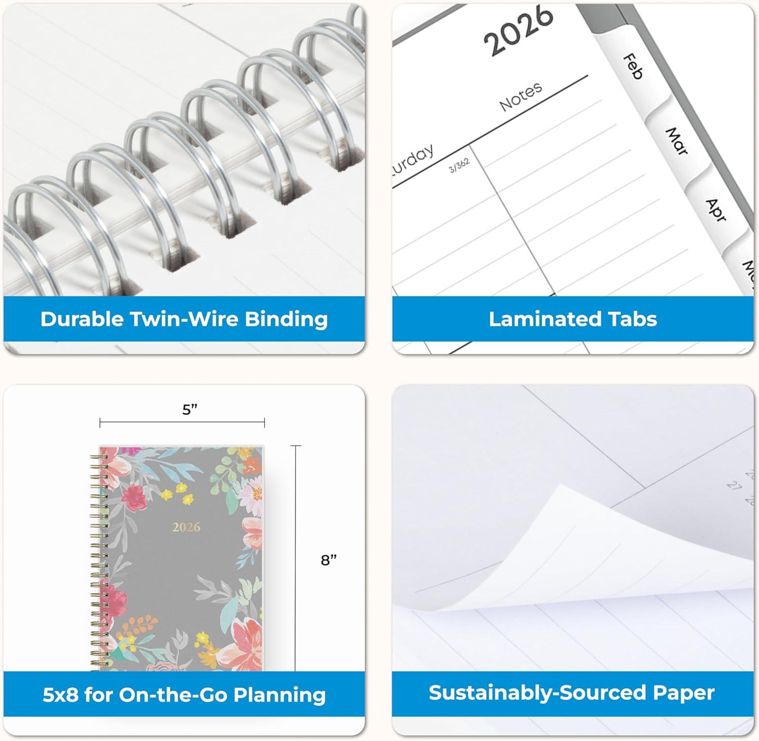 imageBlue Sky 2026 Weekly and Monthly Planner Calendar January 2026 December 2026 85quot x 11quot Flexible Cover Laminated Tabs Durable Twin Wire Binding Storage Pocket SophieSophie 2026