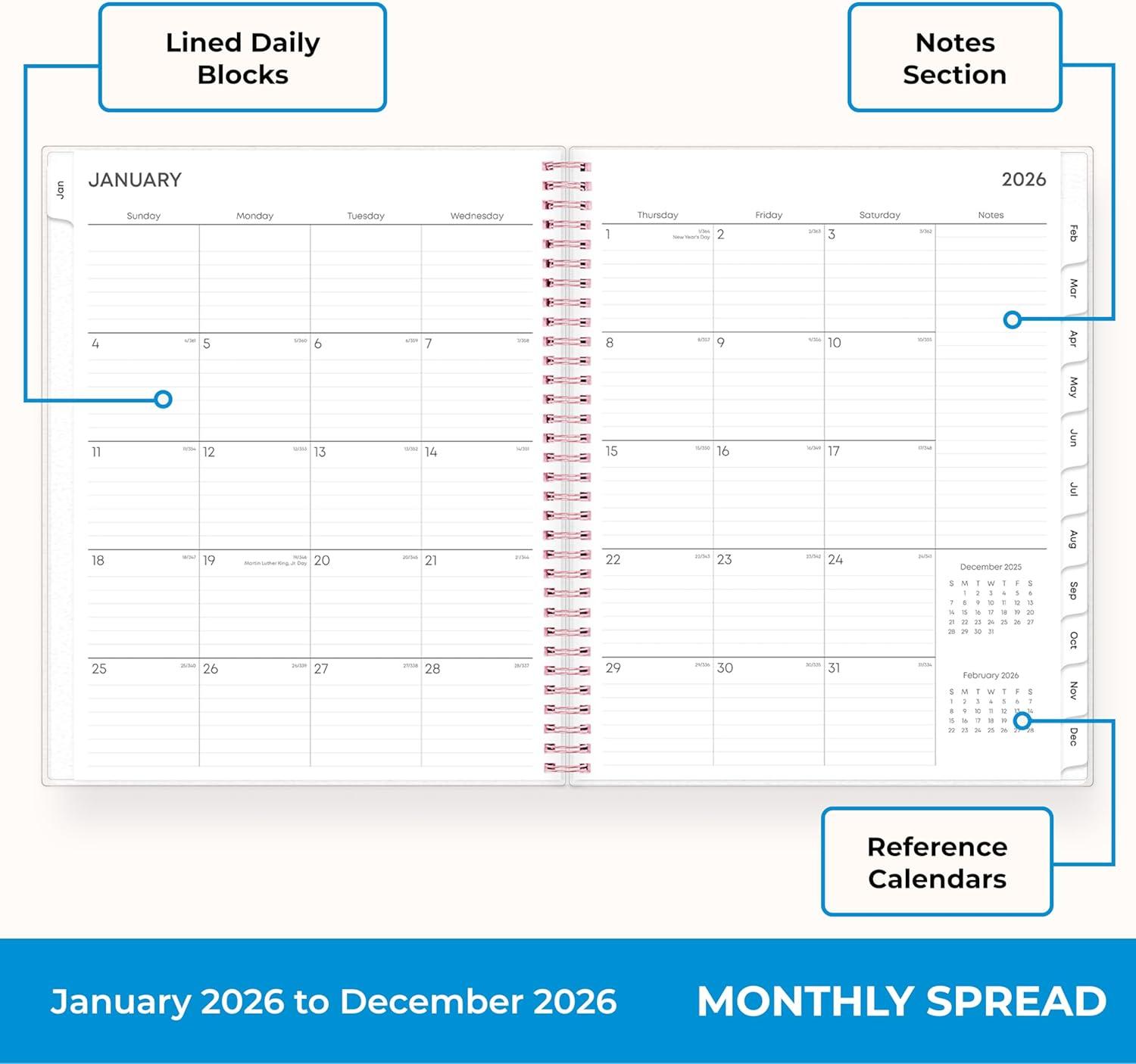 imageBlue Sky 2026 Weekly and Monthly Planner Calendar January 2026 December 2026 85quot x 11quot Flexible Cover Laminated Tabs Durable Twin Wire Binding Storage Pocket LaurelLaurel 2026