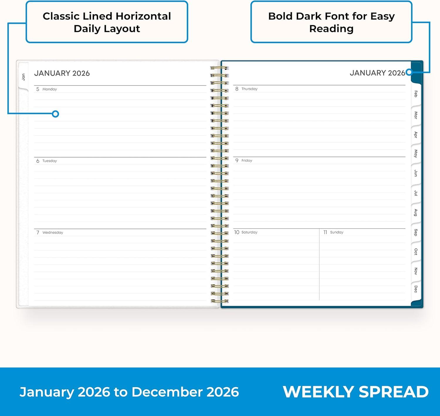 imageBlue Sky 2026 Weekly and Monthly Planner Calendar January 2026 December 2026 85quot x 11quot Flexible Cover Laminated Tabs Durable Twin Wire Binding Storage Pocket Bakah BlueBakah Blue 2026