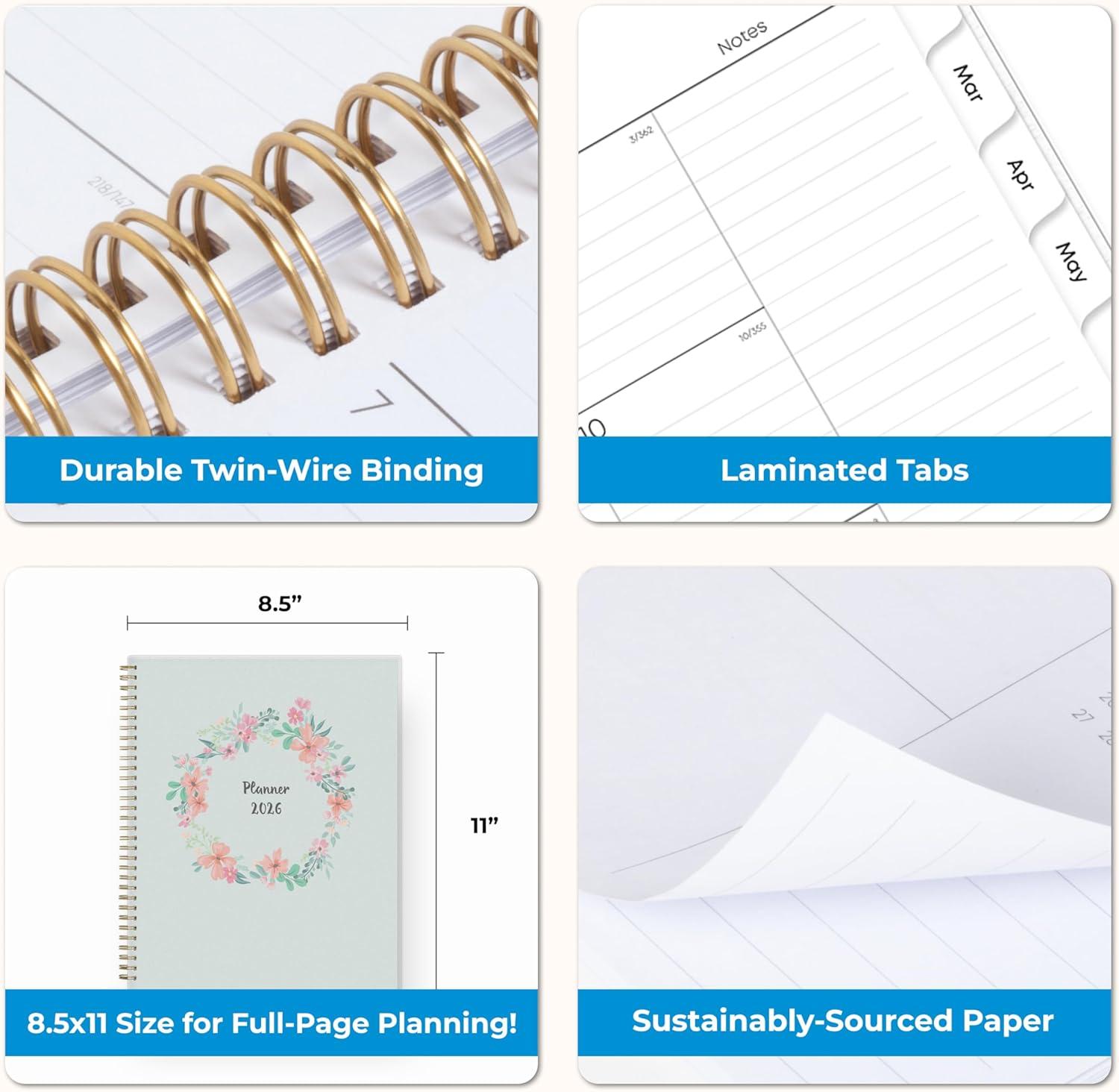 imageBlue Sky 2026 Weekly and Monthly Planner Calendar January 2026 December 2026 85quot x 11quot Flexible Cover Laminated Tabs Durable Twin Wire Binding Storage Pocket LaurelLaurel 2026