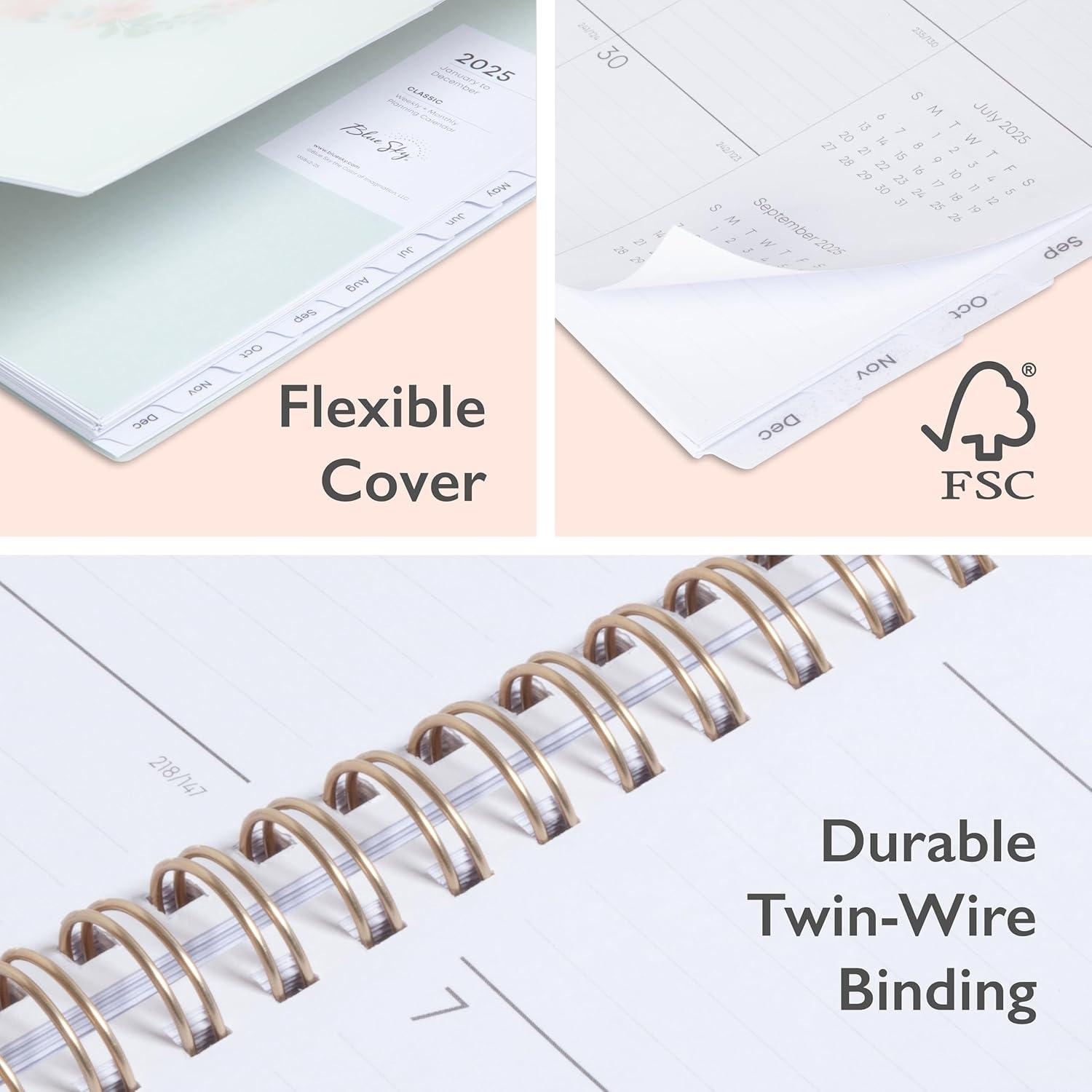 imageBlue Sky 2026 Weekly and Monthly Planner Calendar January 2026 December 2026 85quot x 11quot Flexible Cover Laminated Tabs Durable Twin Wire Binding Storage Pocket LaurelLaurel 2025