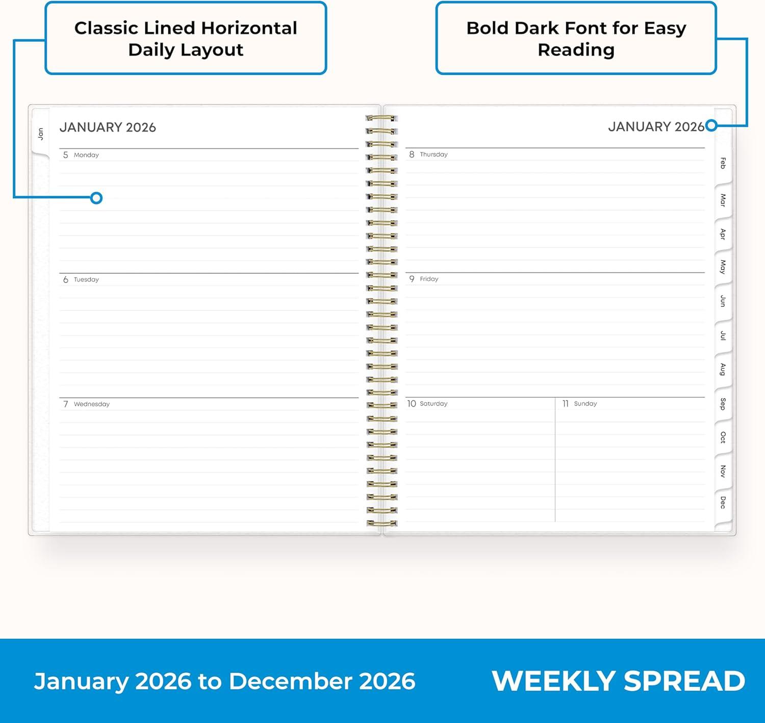 imageBlue Sky 2026 Weekly and Monthly Planner Calendar January 2026 December 2026 85quot x 11quot Flexible Cover Laminated Tabs Durable Twin Wire Binding Storage Pocket LaurelLaurel 2026