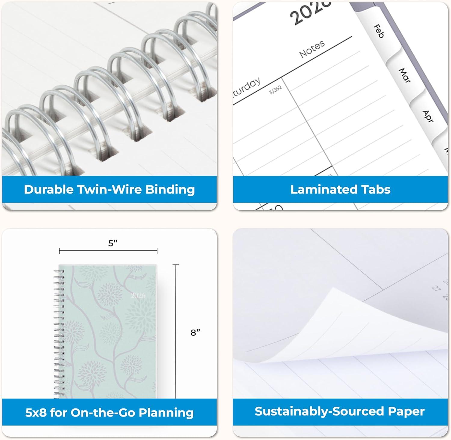 imageBlue Sky 2026 Weekly and Monthly Planner Calendar January 2026 December 2026 85quot x 11quot Flexible Cover Laminated Tabs Durable Twin Wire Binding Storage Pocket Rue Du FloreRue Du Flore 2026