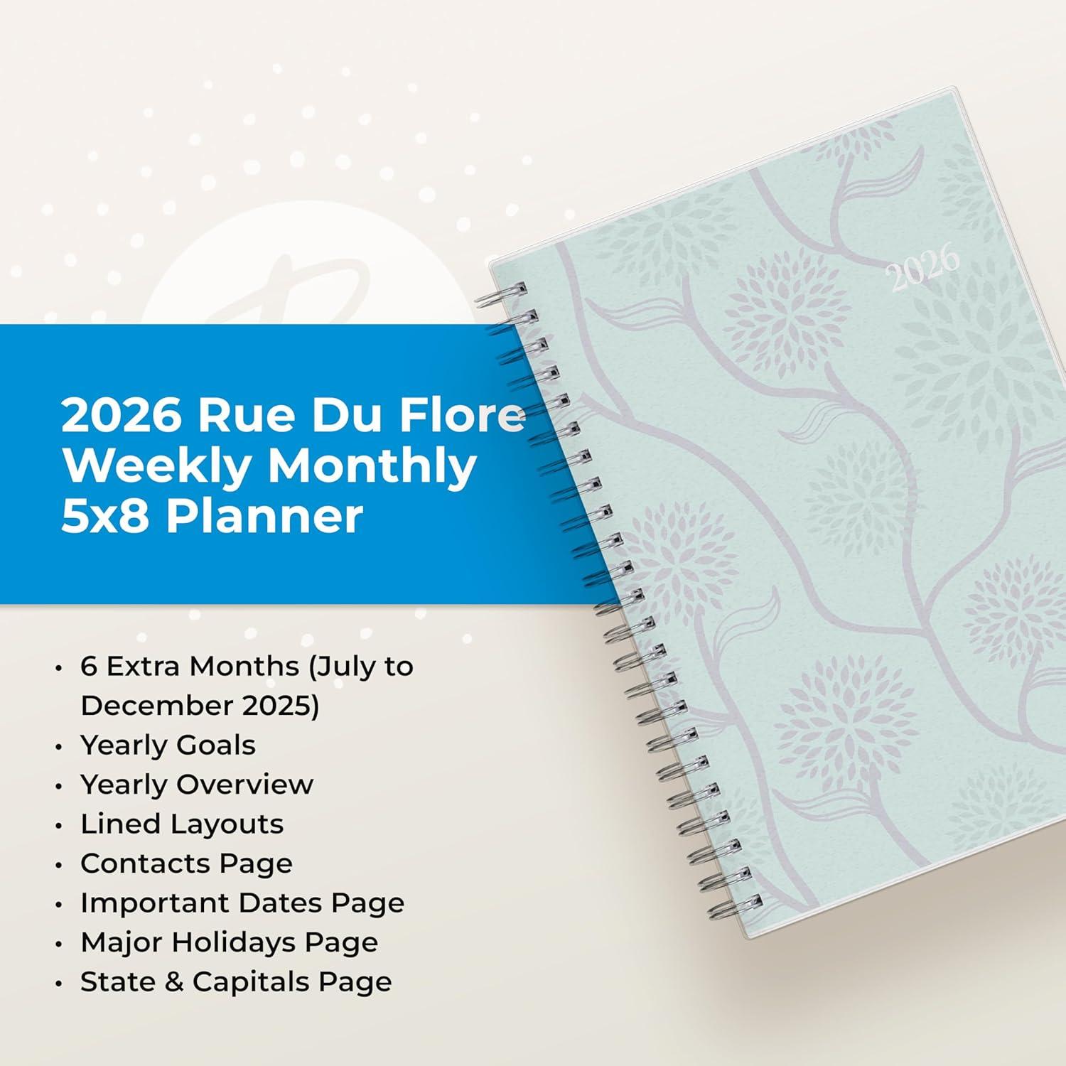 imageBlue Sky 2026 Weekly and Monthly Planner Calendar January 2026 December 2026 85quot x 11quot Flexible Cover Laminated Tabs Durable Twin Wire Binding Storage Pocket Rue Du FloreRue Du Flore 2026