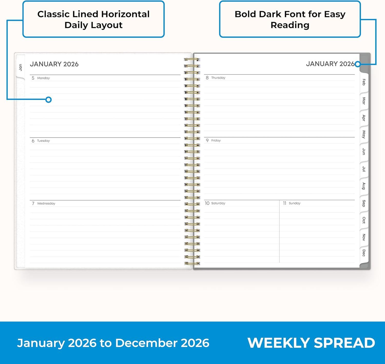 imageBlue Sky 2026 Weekly and Monthly Planner Calendar January 2026 December 2026 85quot x 11quot Flexible Cover Laminated Tabs Durable Twin Wire Binding Storage Pocket SophieSophie 2026