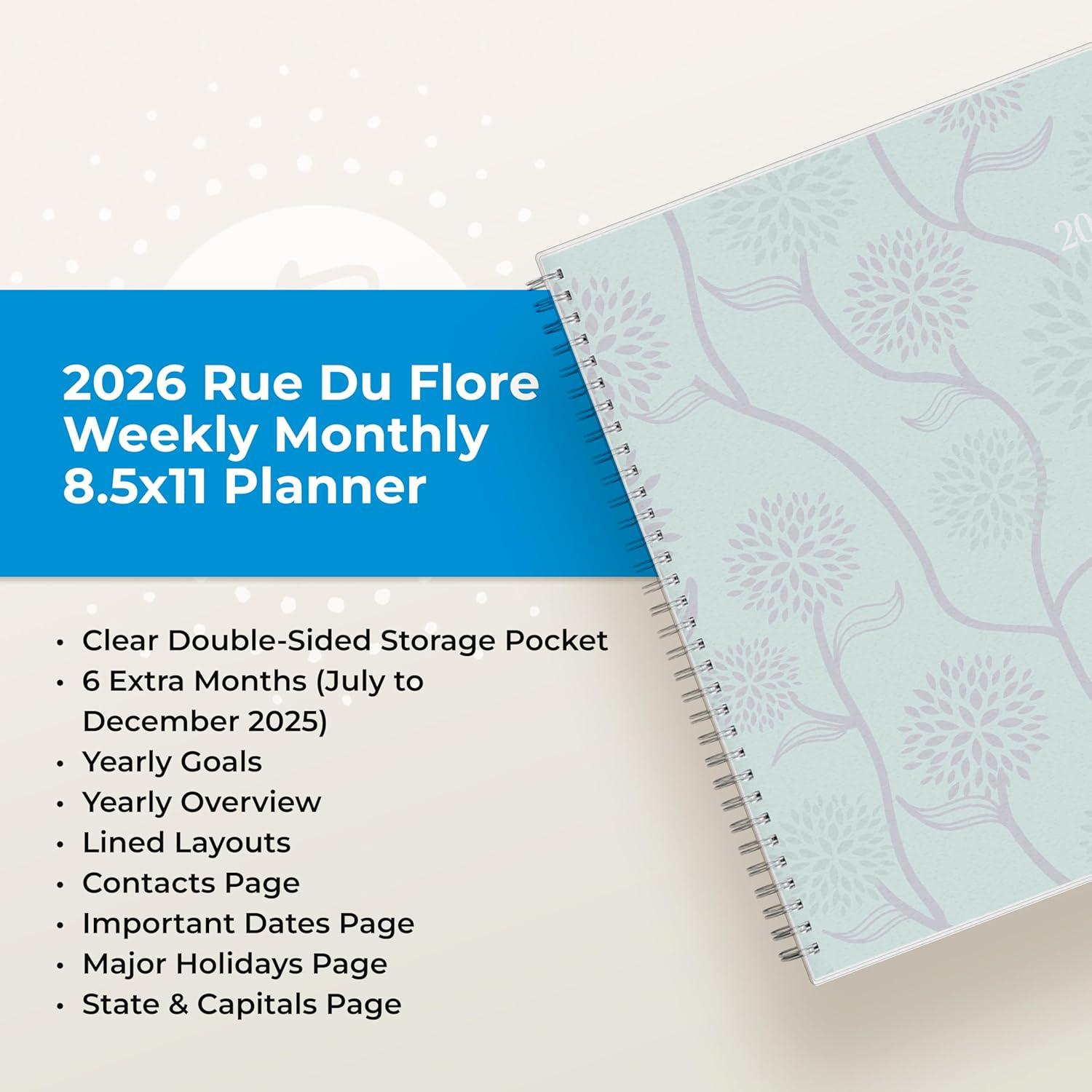 imageBlue Sky 2026 Weekly and Monthly Planner Calendar January 2026 December 2026 85quot x 11quot Flexible Cover Laminated Tabs Durable Twin Wire Binding Storage Pocket Rue Du FloreRue Du Flore 2026