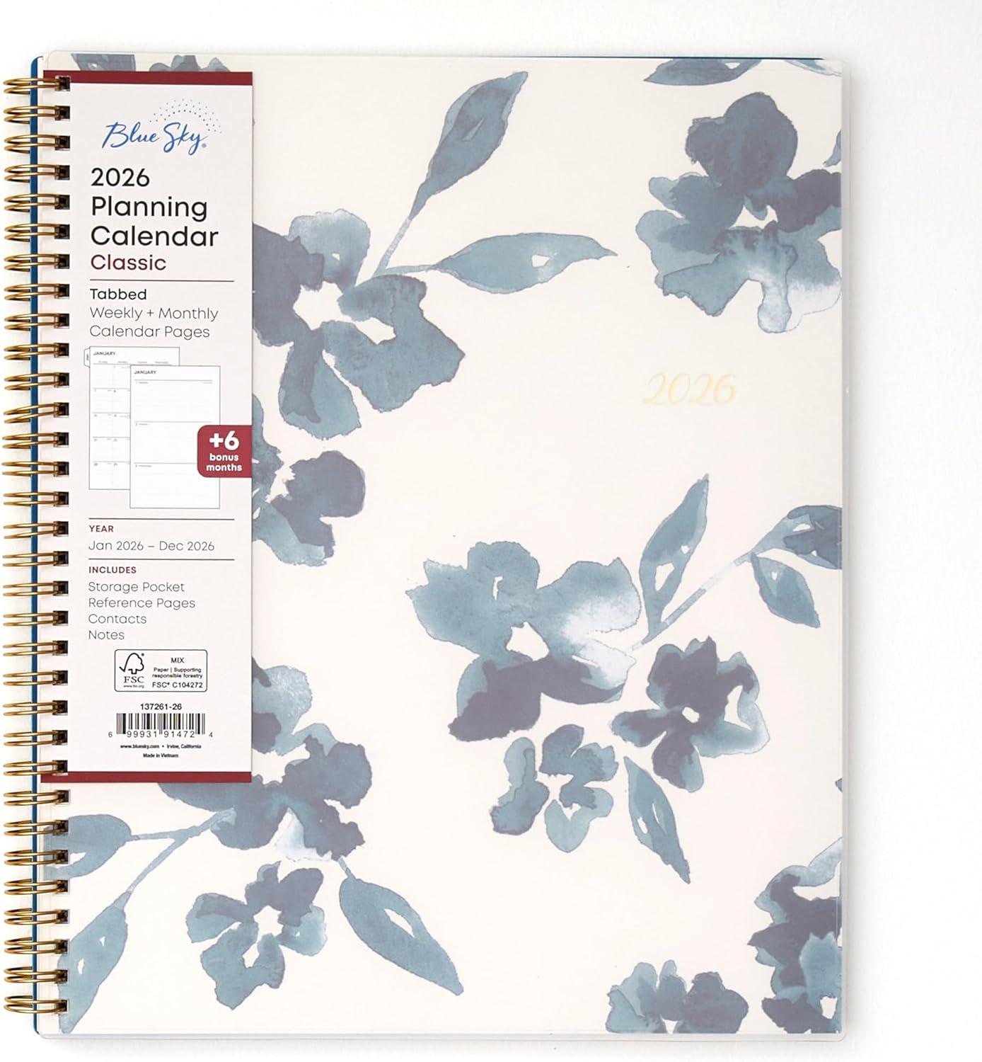 imageBlue Sky 2026 Weekly and Monthly Planner Calendar January 2026 December 2026 85quot x 11quot Flexible Cover Laminated Tabs Durable Twin Wire Binding Storage Pocket Bakah BlueBakah Blue 2026