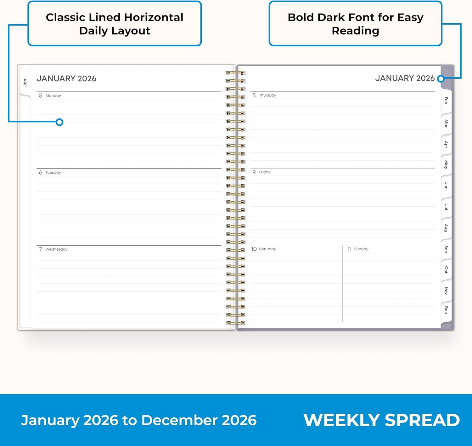 imageBlue Sky 2026 Weekly and Monthly Planner Calendar January 2026 December 2026 85quot x 11quot Flexible Cover Laminated Tabs Durable Twin Wire Binding Storage Pocket TulaTula 2026
