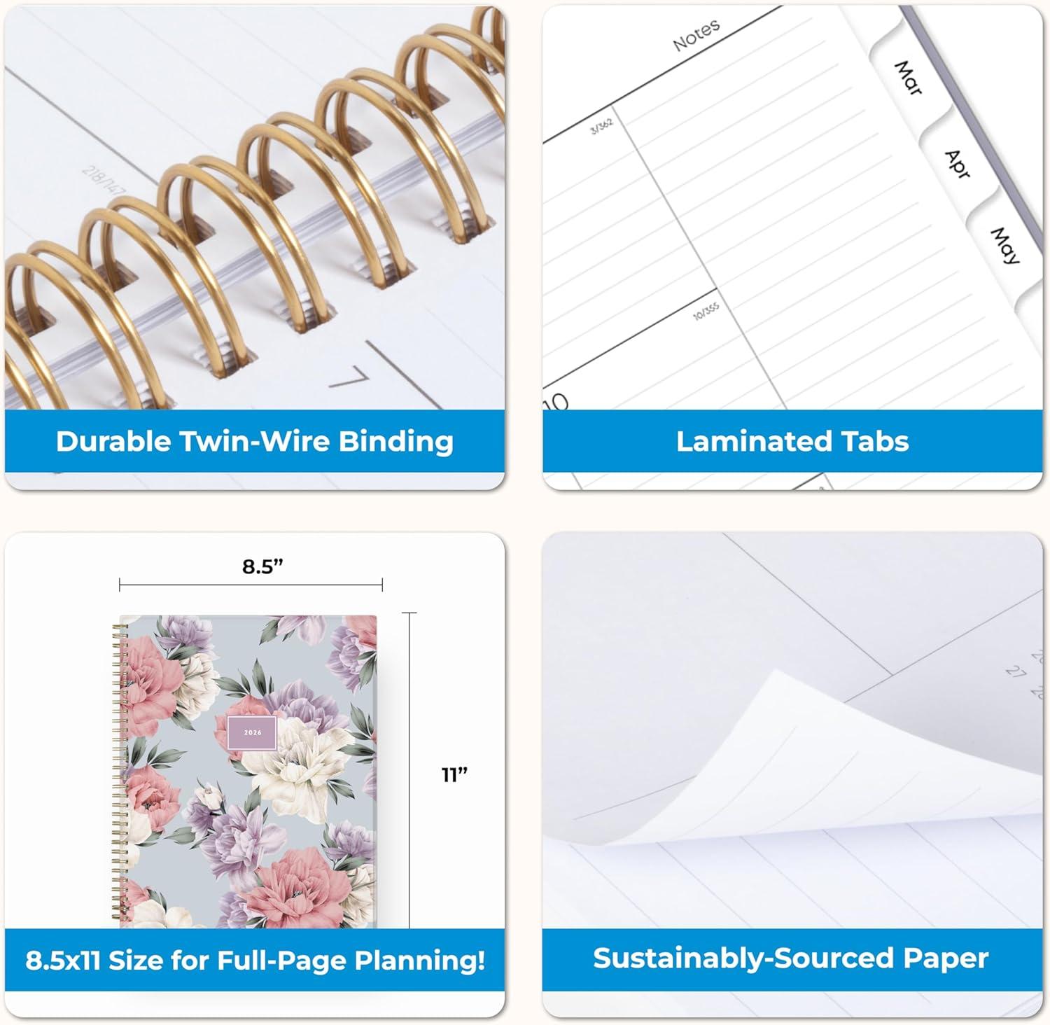 imageBlue Sky 2026 Weekly and Monthly Planner Calendar January 2026 December 2026 85quot x 11quot Flexible Cover Laminated Tabs Durable Twin Wire Binding Storage Pocket TulaTula 2026