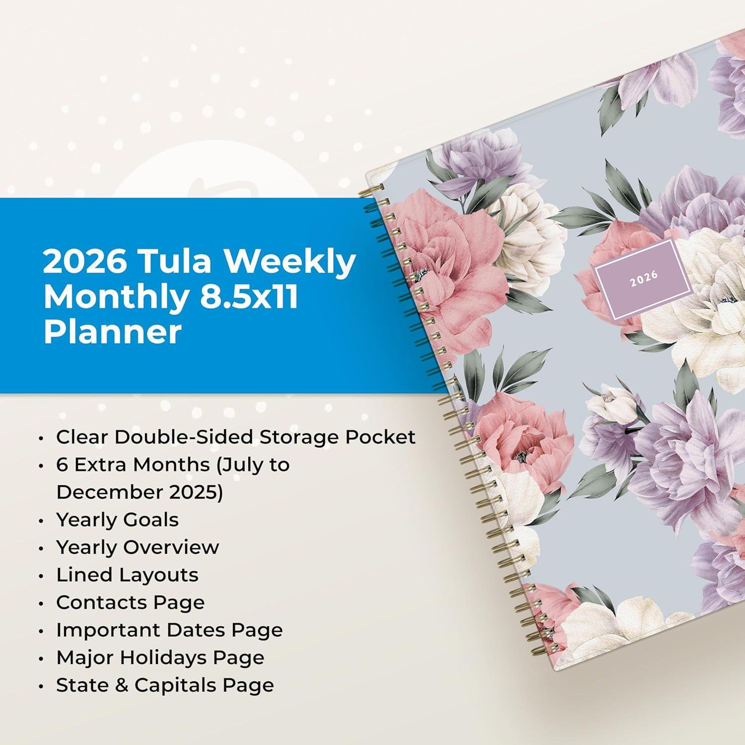 imageBlue Sky 2026 Weekly and Monthly Planner Calendar January 2026 December 2026 85quot x 11quot Flexible Cover Laminated Tabs Durable Twin Wire Binding Storage Pocket TulaTula 2026
