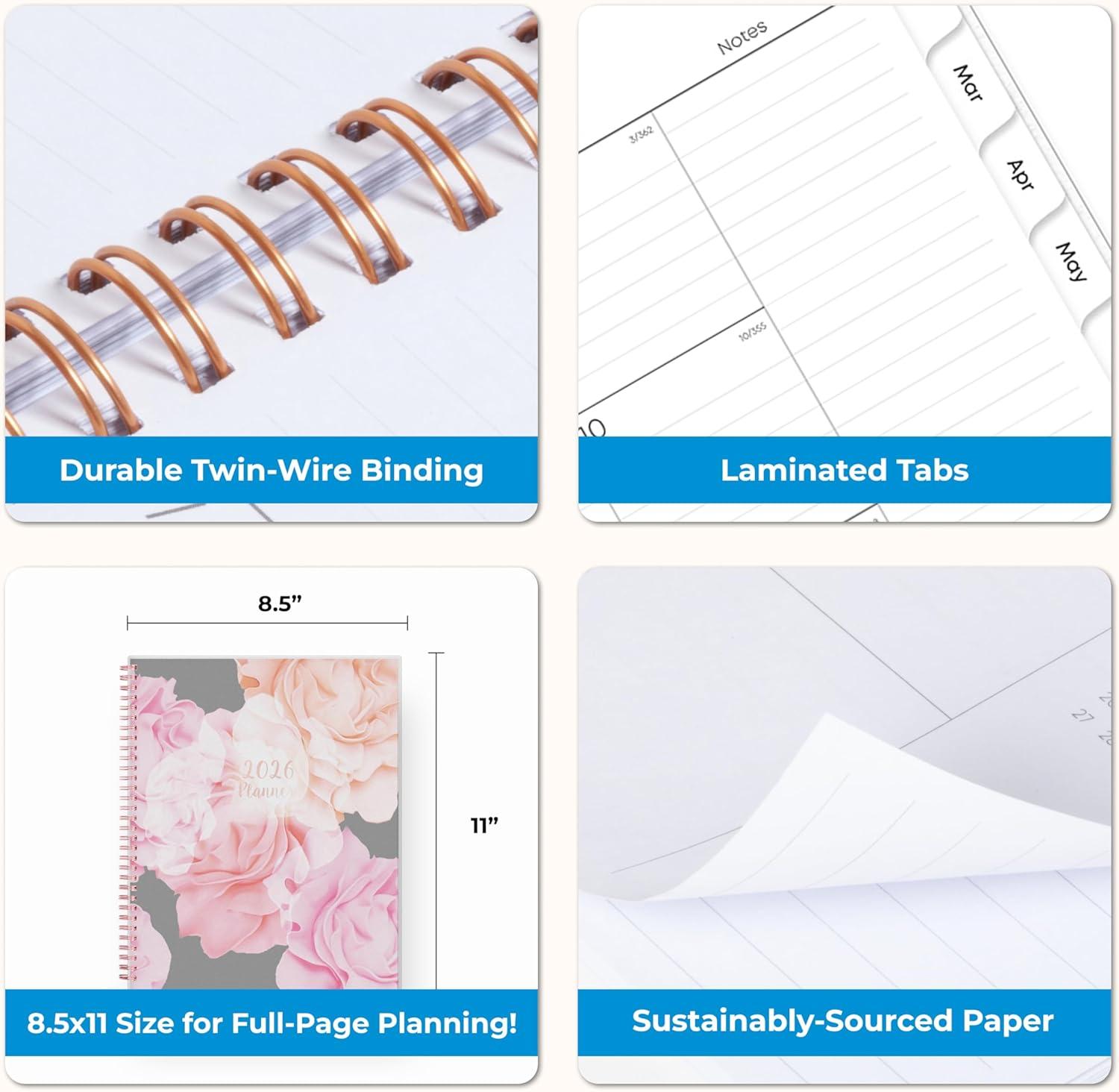 imageBlue Sky 2026 Weekly and Monthly Planner Calendar January 2026 December 2026 85quot x 11quot Flexible Cover Laminated Tabs Durable Twin Wire Binding Storage Pocket JoselynJoselyn 2026