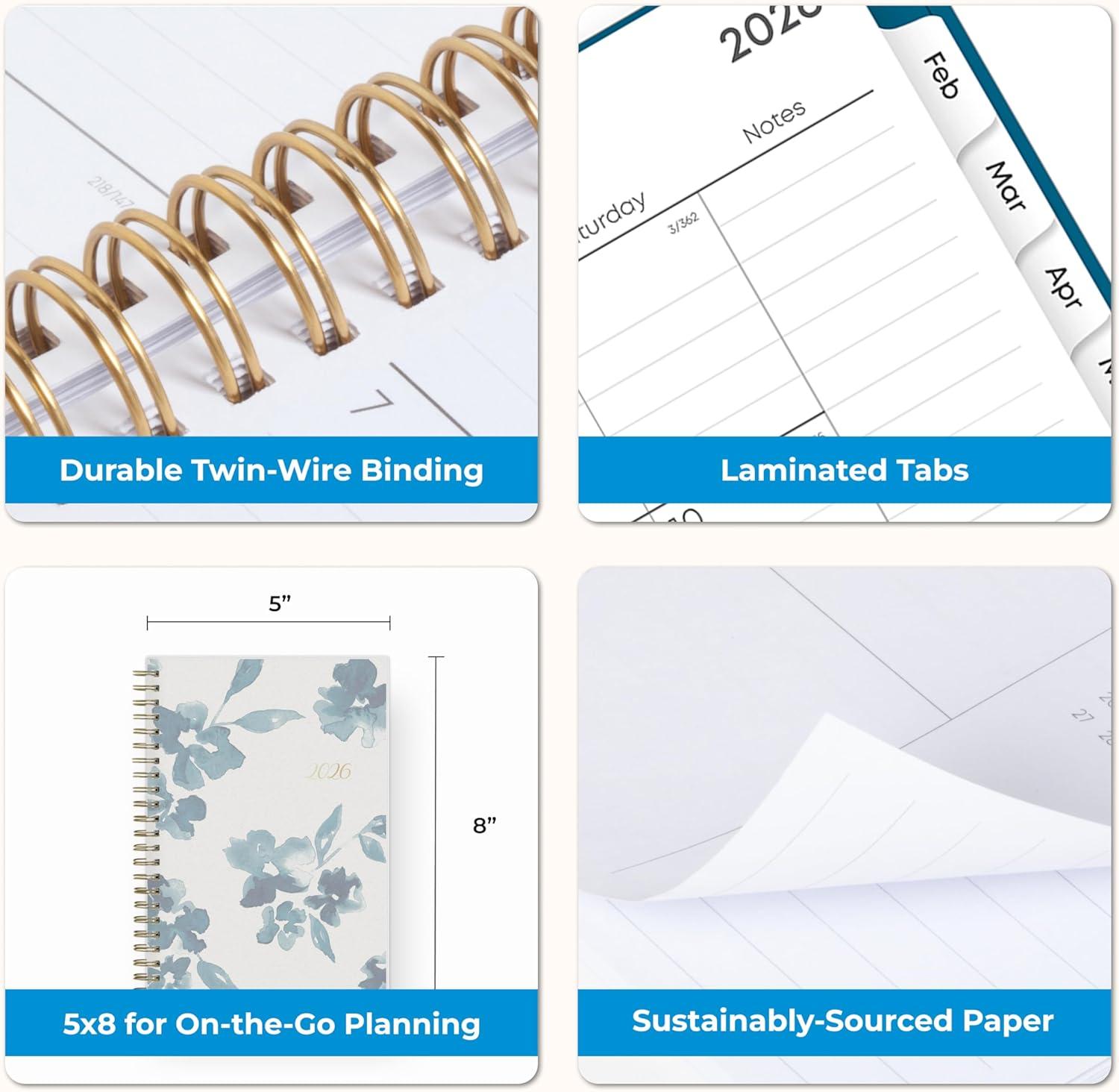 imageBlue Sky 2026 Weekly and Monthly Planner Calendar January 2026 December 2026 85quot x 11quot Flexible Cover Laminated Tabs Durable Twin Wire Binding Storage Pocket Bakah BlueBakah Blue 2026