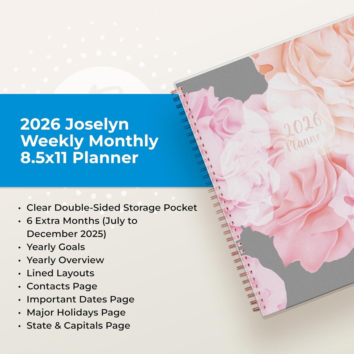 imageBlue Sky 2026 Weekly and Monthly Planner Calendar January 2026 December 2026 85quot x 11quot Flexible Cover Laminated Tabs Durable Twin Wire Binding Storage Pocket JoselynJoselyn 2026