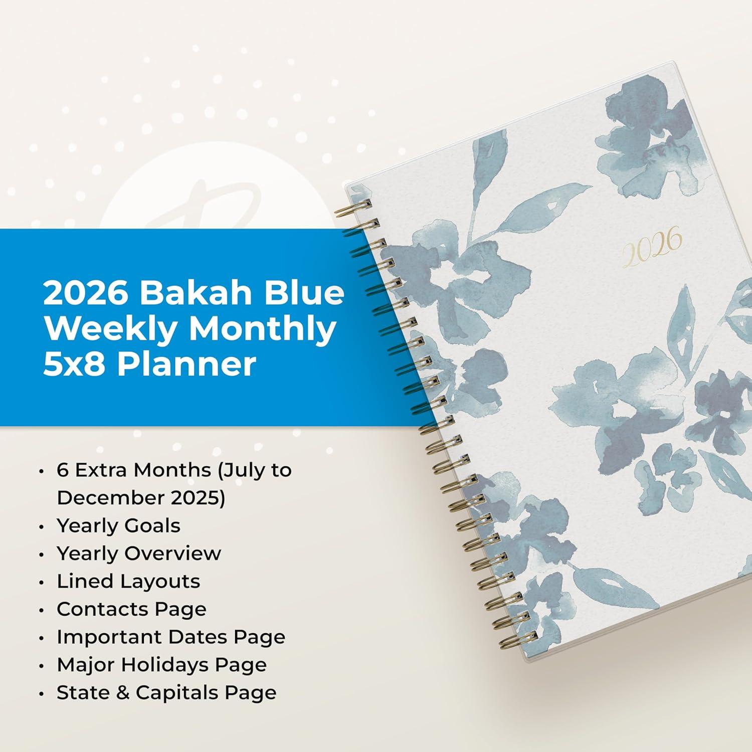 imageBlue Sky 2026 Weekly and Monthly Planner Calendar January 2026 December 2026 85quot x 11quot Flexible Cover Laminated Tabs Durable Twin Wire Binding Storage Pocket Bakah BlueBakah Blue 2026