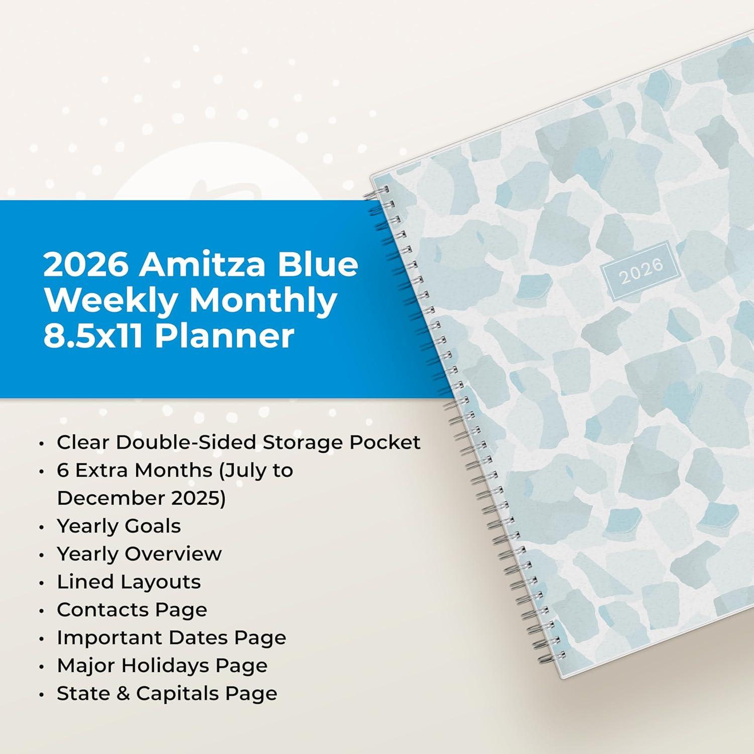 imageBlue Sky 2026 Weekly and Monthly Planner Calendar January 2026 December 2026 85quot x 11quot Flexible Frosted Cover Laminated Tabs Durable Twin Wire Binding Storage Pocket AmitzaAmitza 2026