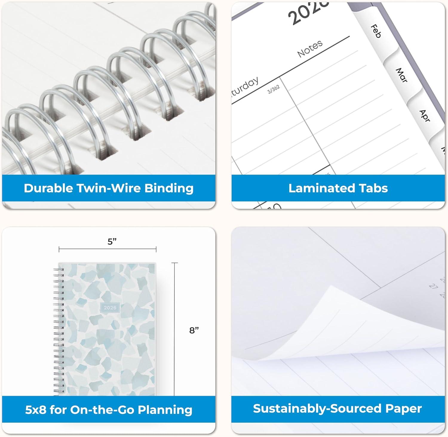 imageBlue Sky 2026 Weekly and Monthly Planner Calendar January 2026 December 2026 85quot x 11quot Flexible Frosted Cover Laminated Tabs Durable Twin Wire Binding Storage Pocket AmitzaAmitza 2026