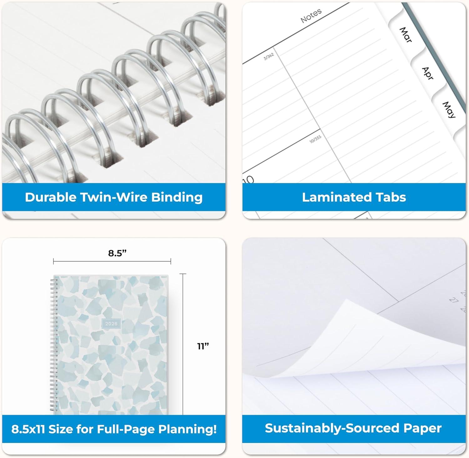 imageBlue Sky 2026 Weekly and Monthly Planner Calendar January 2026 December 2026 85quot x 11quot Flexible Frosted Cover Laminated Tabs Durable Twin Wire Binding Storage Pocket AmitzaAmitza 2026