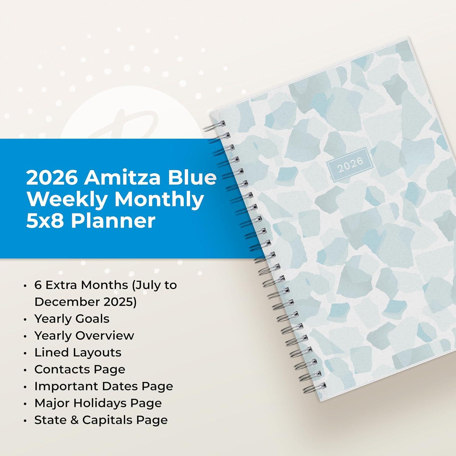 imageBlue Sky 2026 Weekly and Monthly Planner Calendar January 2026 December 2026 85quot x 11quot Flexible Frosted Cover Laminated Tabs Durable Twin Wire Binding Storage Pocket AmitzaAmitza 2026