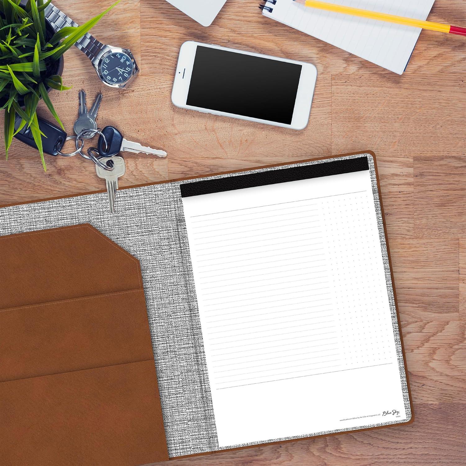 imageBlue Sky ASMBLD Faux Leather Padfolio 1213quot x 945quot Letter Size NonDated Professional Portfolio with Notepad Business Organizer for Meetings and Office TanTan