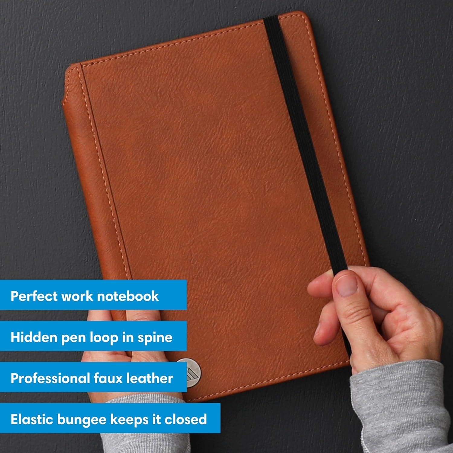 imageBlue Sky ASMBLD Notebook 575quot x 85quot NonDated Open Spine with Bungee Closure Flexible Cover Lined Pages for Journaling Notes and Planning Tan 575quot x 85quotTan