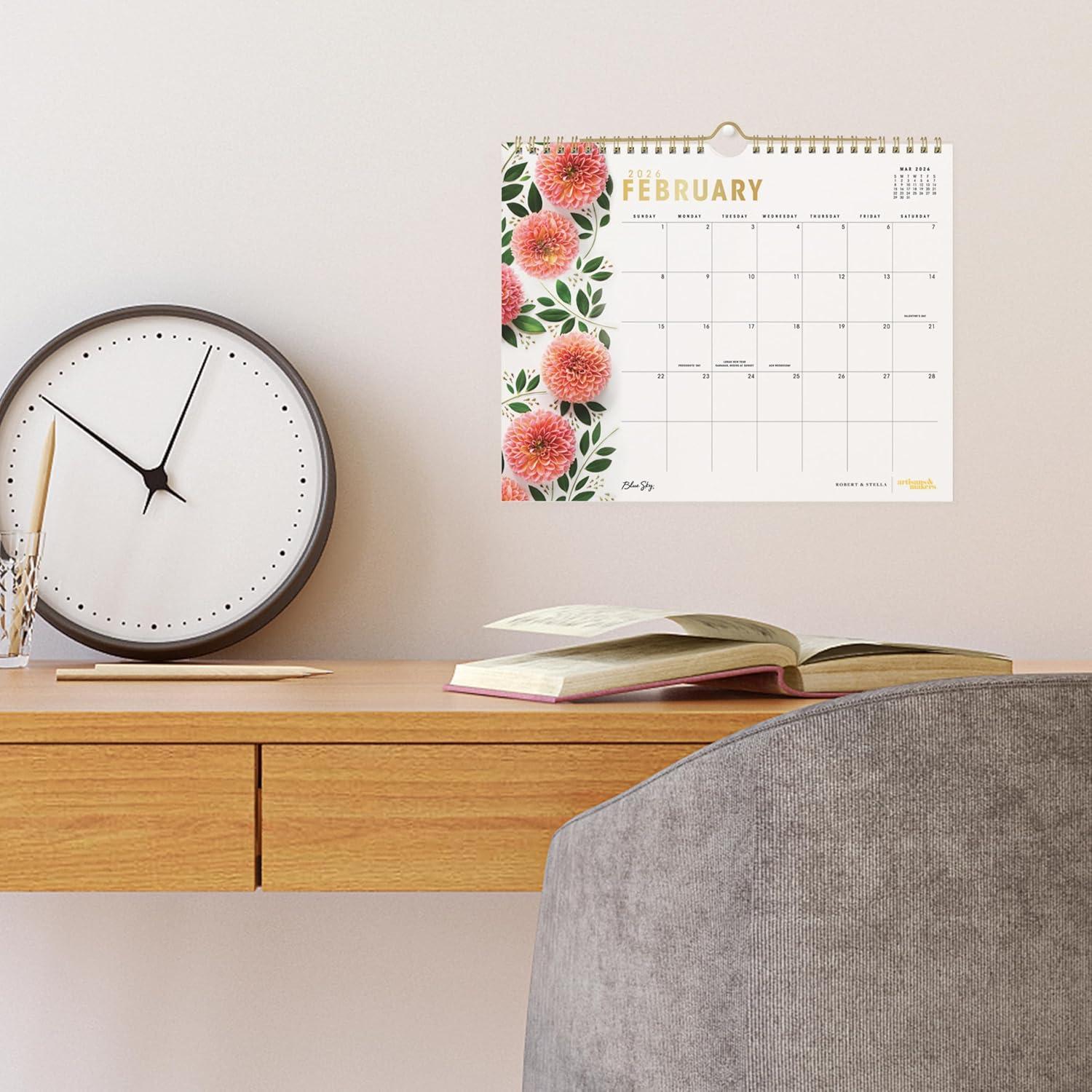 imageBlue Sky Artisans ampamp Makers Sara Harding 2026 Wall Calendar January 2026 December 2026 11quot x 875quot Durable Twin Wire Binding Perfect For Home Office And Classrooms Bright DahliasBright Dahlias 2026