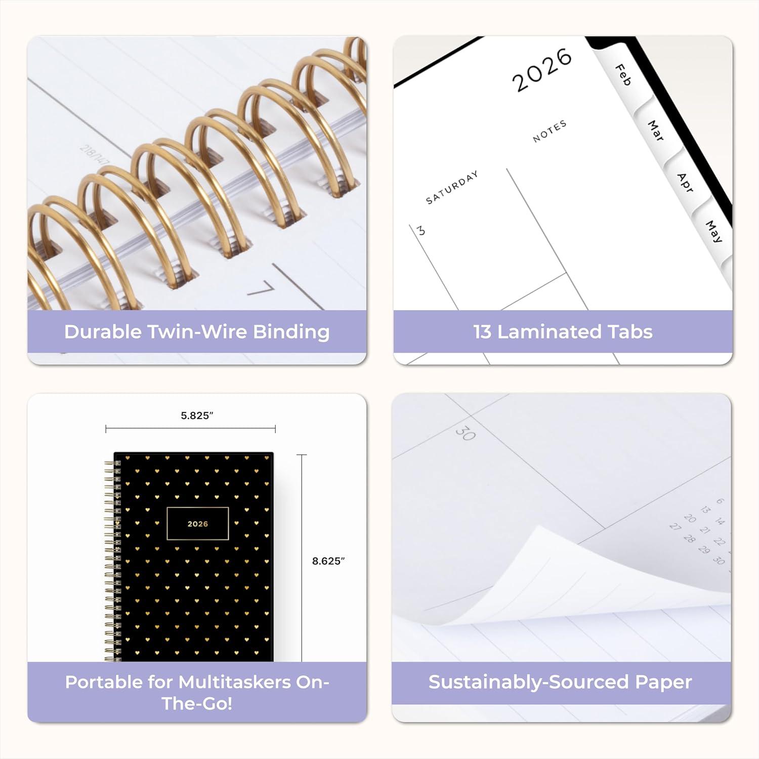 imageBlue Sky Ashley G 2026 Weekly and Monthly Planner Calendar January 2026 December 2026 5875quot x 8625quot Flexible Cover Durable Twin Wire Binding Pocket ampamp Extra Notes Pages Sweetheart BlackSweetheart Black 2026