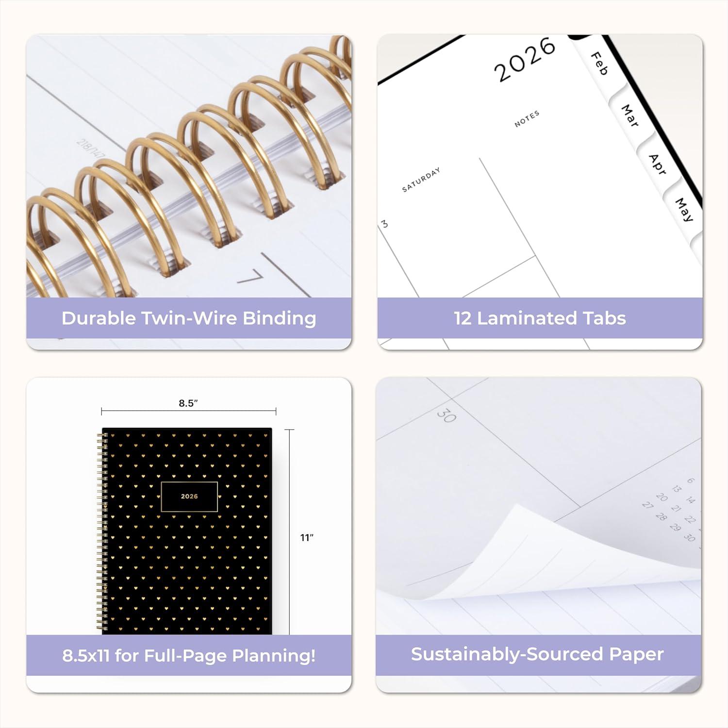 imageBlue Sky Ashley G 2026 Weekly and Monthly Planner Calendar January 2026 December 2026 85quot x 11quot Flexible Cover Durable Twin Wire Binding Laminated Tabs Pocket ampamp Stickers Shooting Stars CreamSweetheart Black 2026