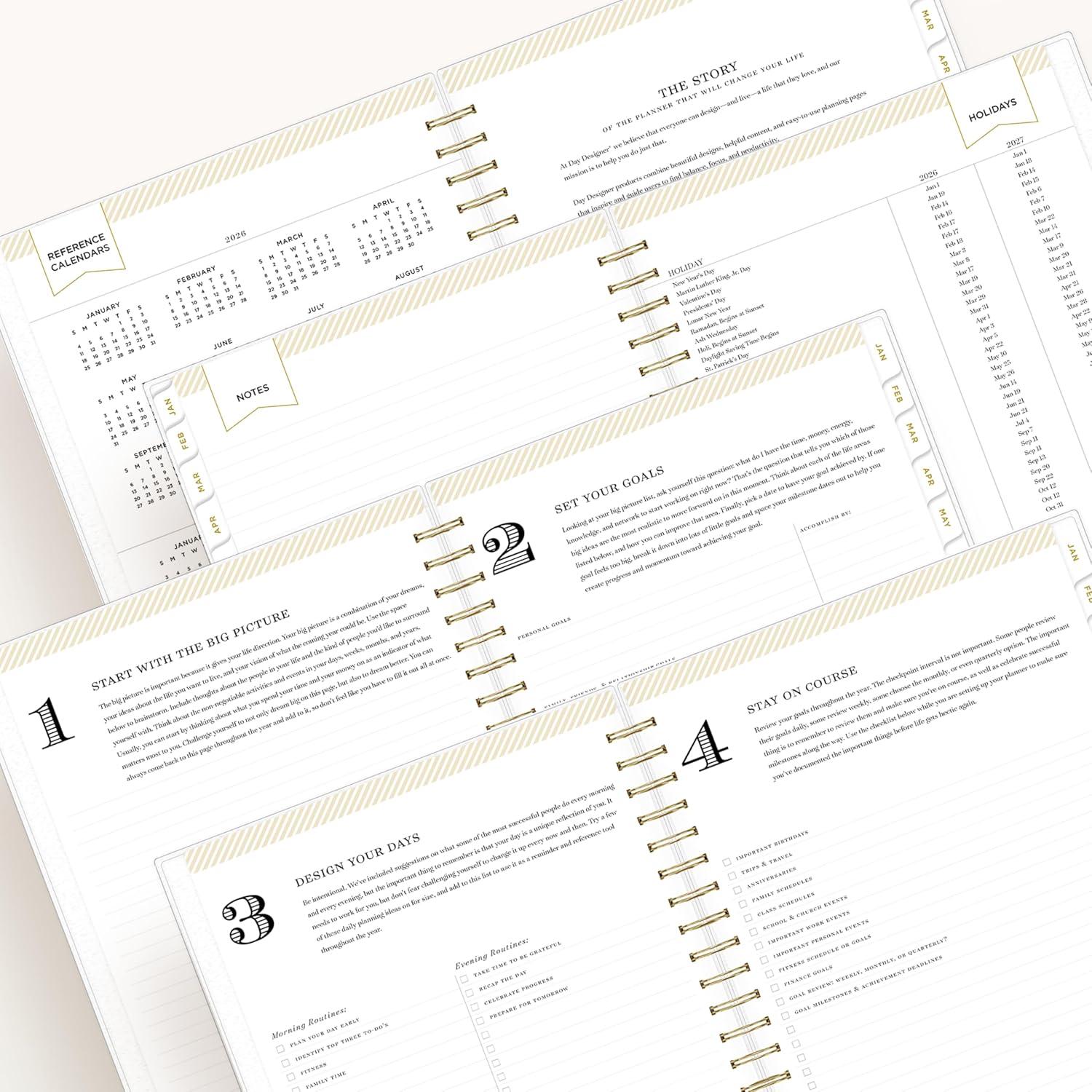 imageBlue Sky Day Designer 2026 Daily and Monthly Planner Calendar January 2026 December 2026 8quot x 10quot Flexible Cover Laminated Tabs Includes Storage Pocket Stickers Rugby Stripe NavyRugby Stripe Navy 2026