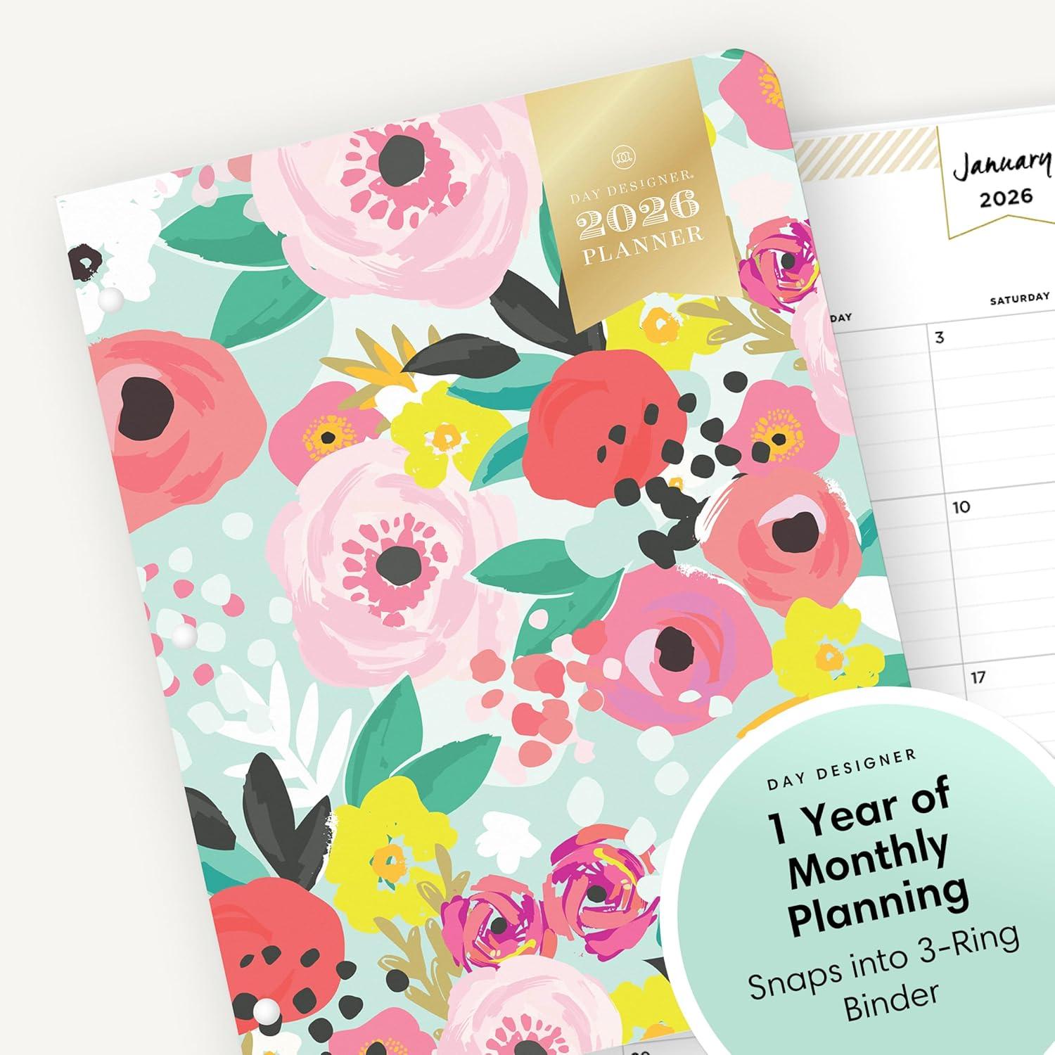 imageBlue Sky Day Designer 2026 Monthly Planner Calendar January 2026 December 2026 85quot x 11quot Clear Flexible Cover Stapled Binding Secret Garden MintSecret Garden Mint 2026