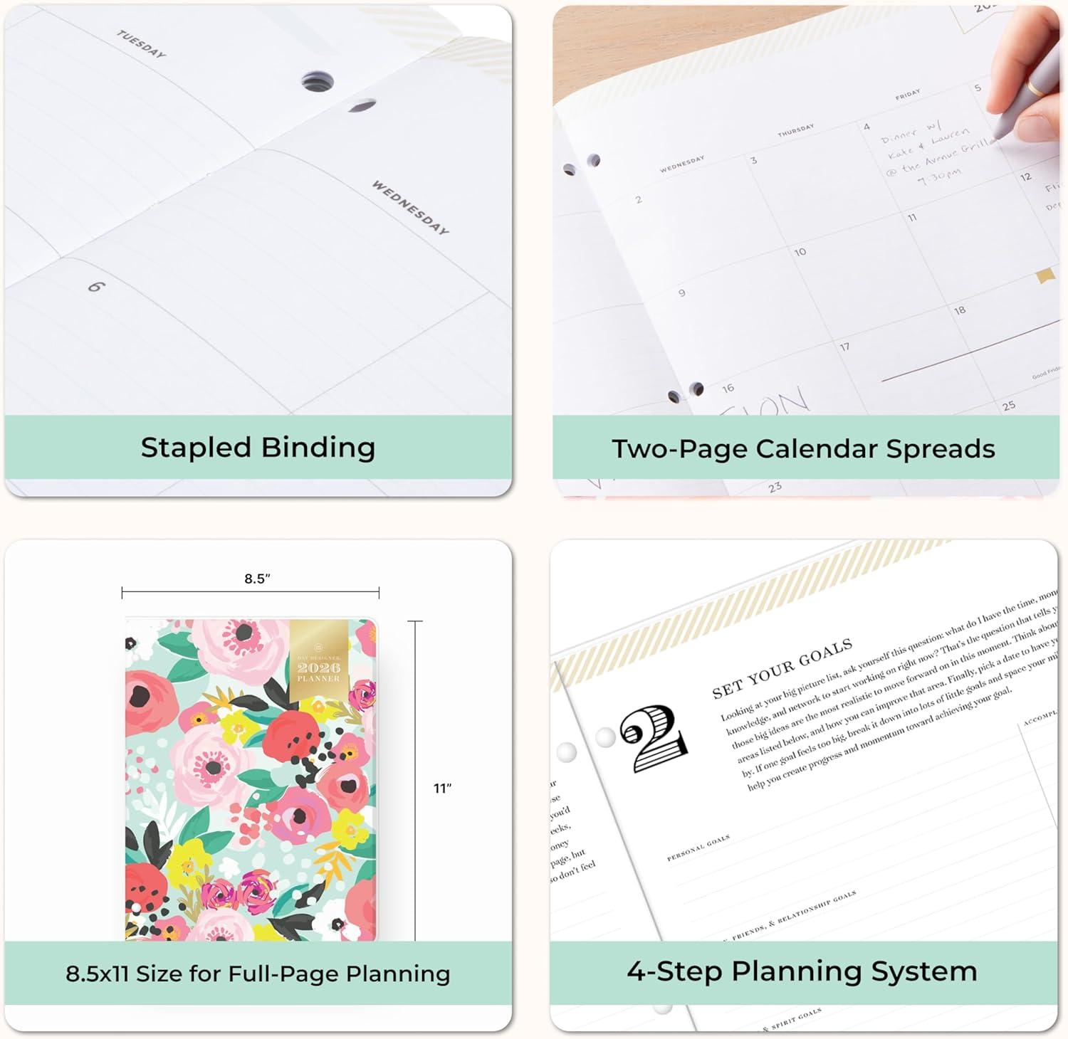 imageBlue Sky Day Designer 2026 Monthly Planner Calendar January 2026 December 2026 85quot x 11quot Clear Flexible Cover Stapled Binding Secret Garden MintSecret Garden Mint 2026