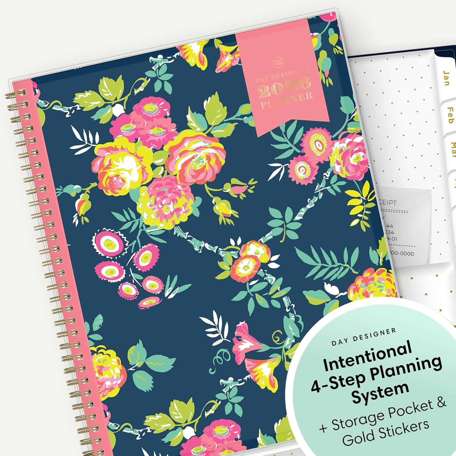 imageBlue Sky Day Designer 2026 Weekly and Monthly Planner Calendar January 2026 December 2026 5quot x 8quot Clear Pocket Cover Durable Twin Wire Binding Includes Storage Pocket Stickers Peyton NavyPeyton Navy 2026