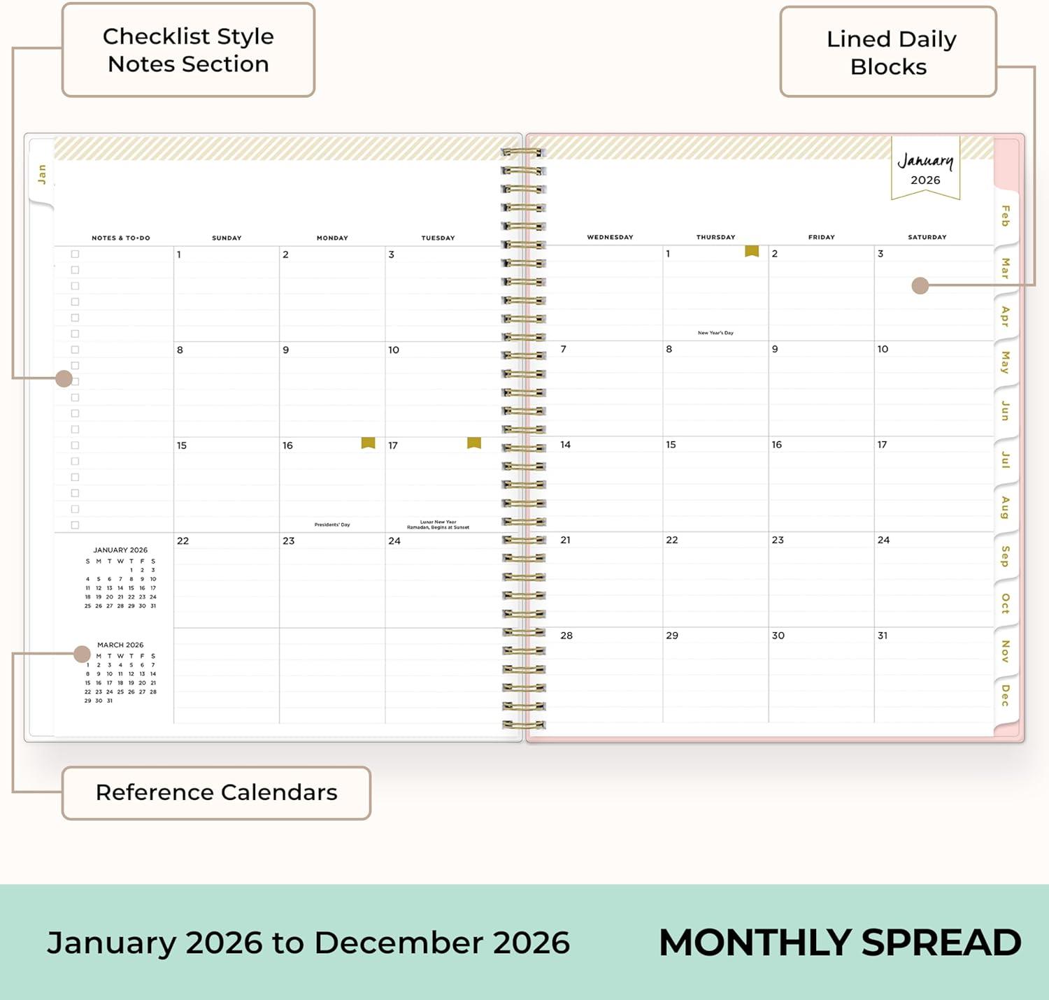imageBlue Sky Day Designer 2026 Weekly and Monthly Planner Calendar January 2026 December 2026 5quot x 8quot Clear Pocket Cover Durable Twin Wire Binding Includes Storage Pocket Stickers Coming Up RosesComing Up Roses 2026