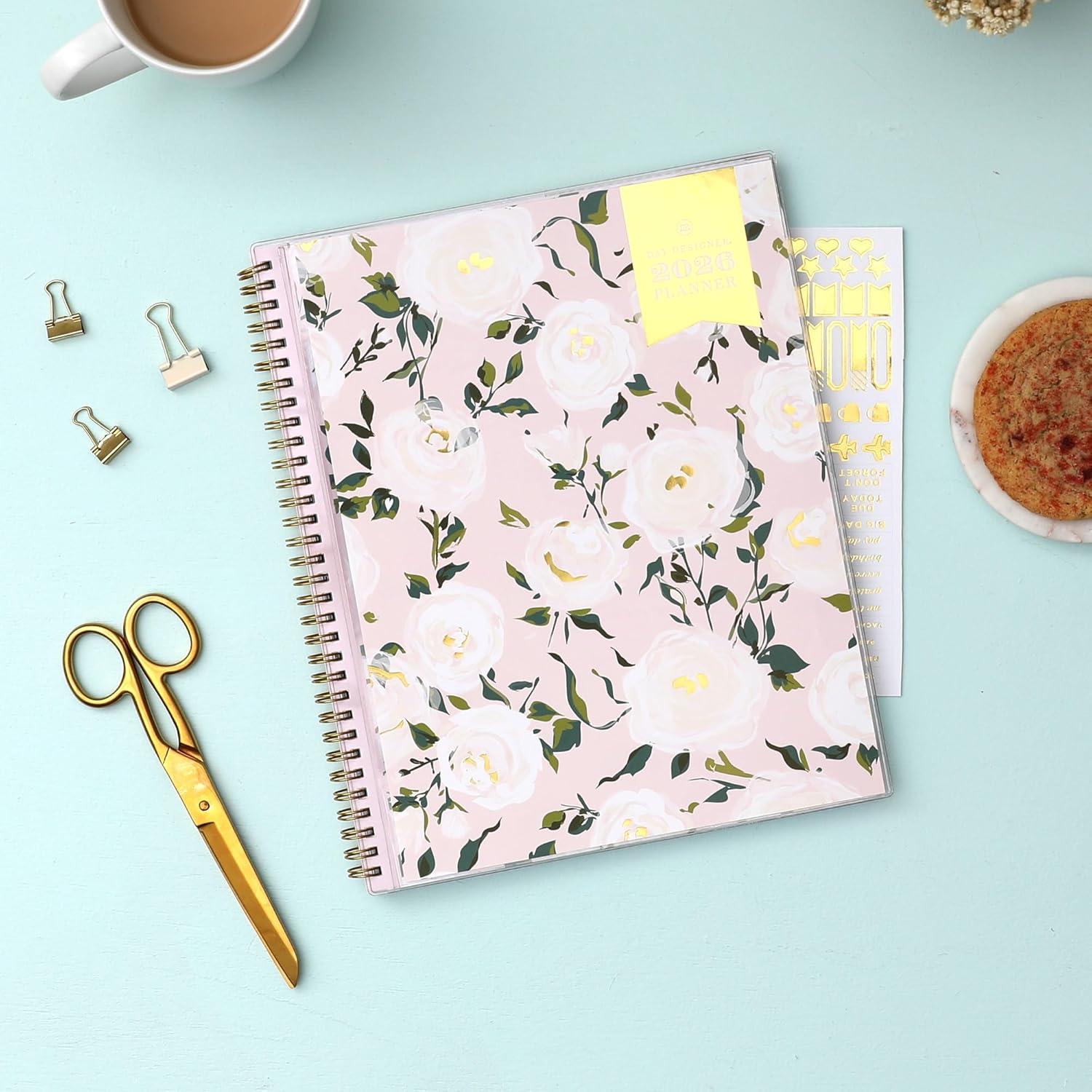 imageBlue Sky Day Designer 2026 Weekly and Monthly Planner Calendar January 2026 December 2026 5quot x 8quot Clear Pocket Cover Durable Twin Wire Binding Includes Storage Pocket Stickers Coming Up RosesComing Up Roses 2026