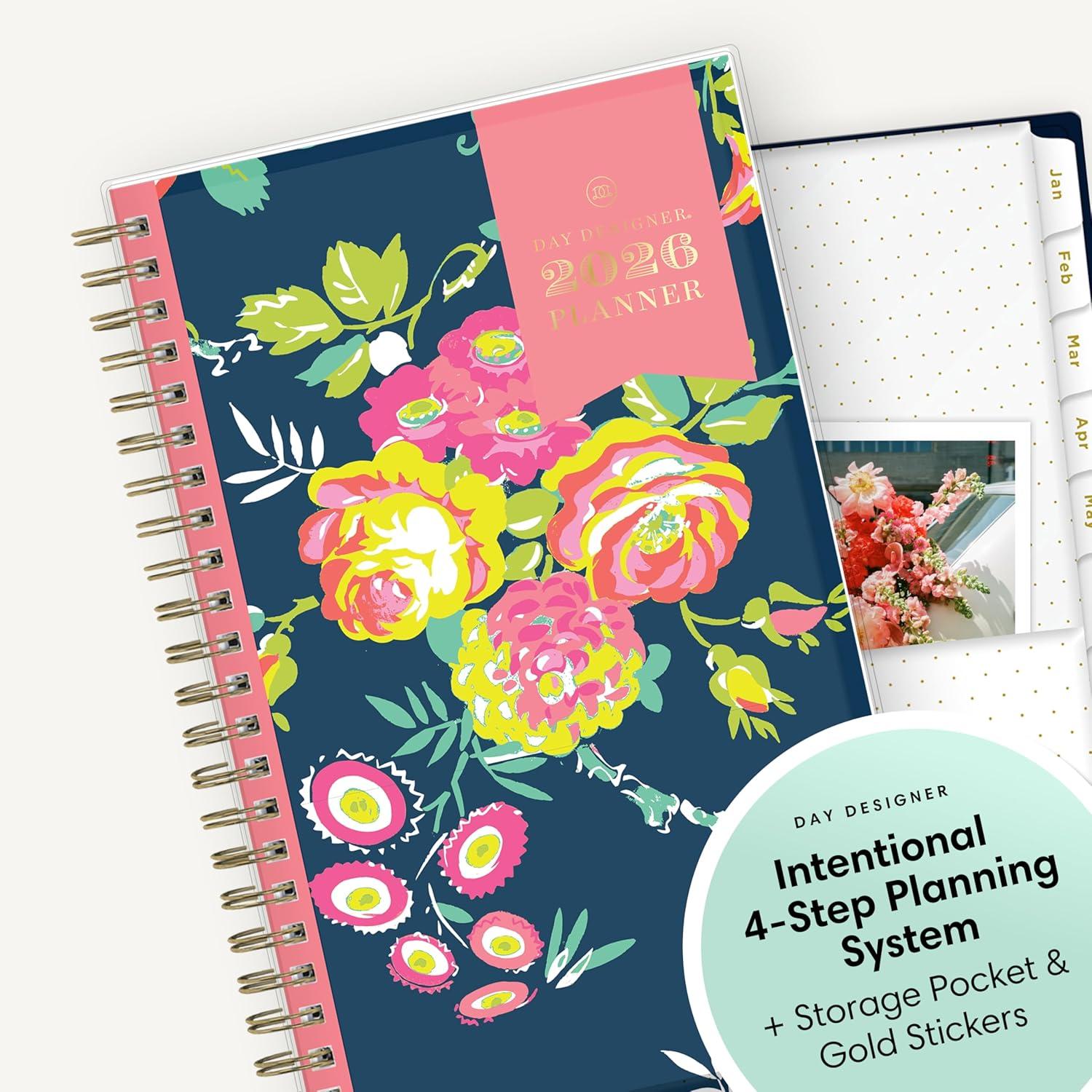 imageBlue Sky Day Designer 2026 Weekly and Monthly Planner Calendar January 2026 December 2026 5quot x 8quot Clear Pocket Cover Durable Twin Wire Binding Includes Storage Pocket Stickers Peyton NavyPeyton Navy 2026