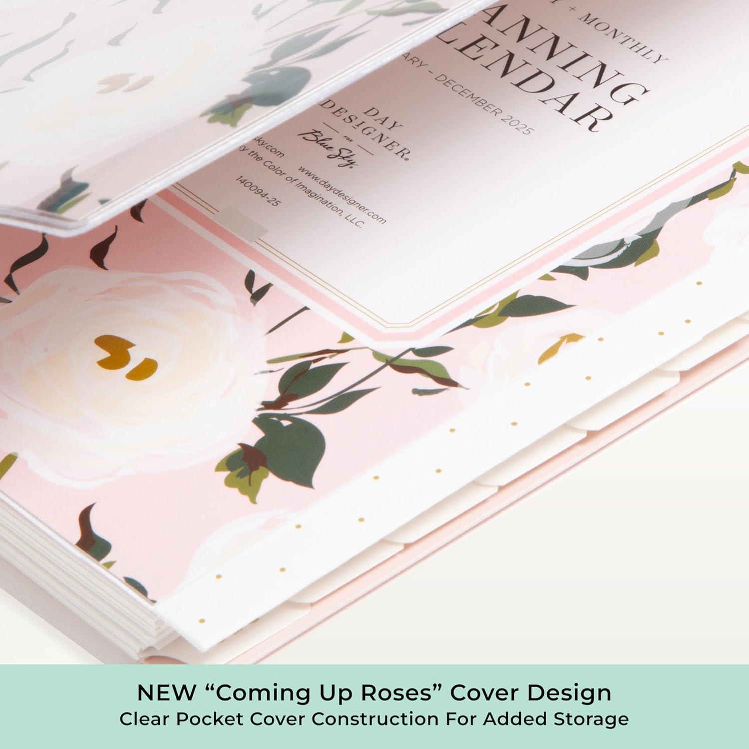 imageBlue Sky Day Designer 2026 Weekly and Monthly Planner Calendar January 2026 December 2026 5quot x 8quot Clear Pocket Cover Durable Twin Wire Binding Includes Storage Pocket Stickers Coming Up RosesComing Up Roses 2026