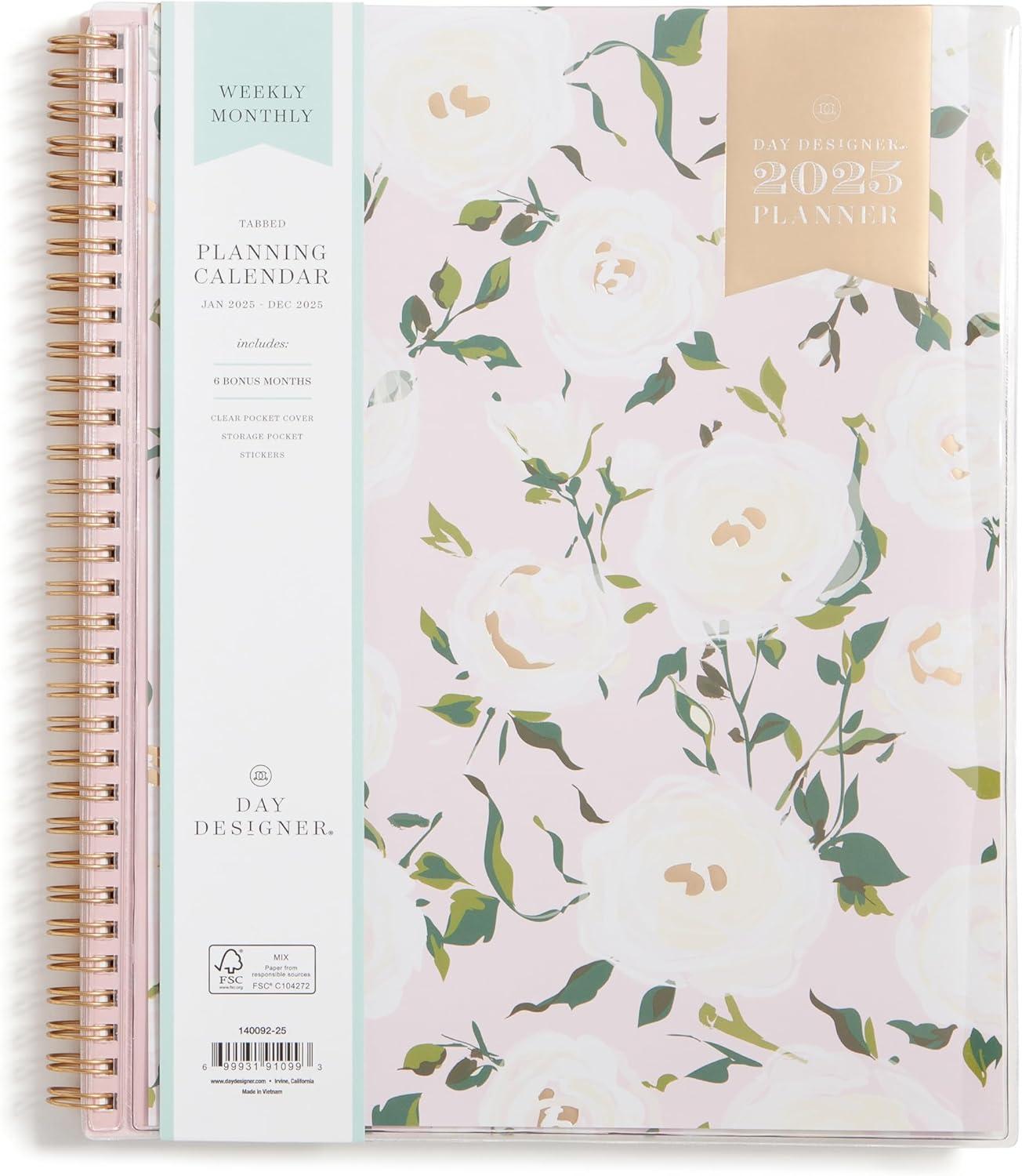 imageBlue Sky Day Designer 2026 Weekly and Monthly Planner Calendar January 2026 December 2026 5quot x 8quot Clear Pocket Cover Durable Twin Wire Binding Includes Storage Pocket Stickers Coming Up RosesComing Up Roses 2025