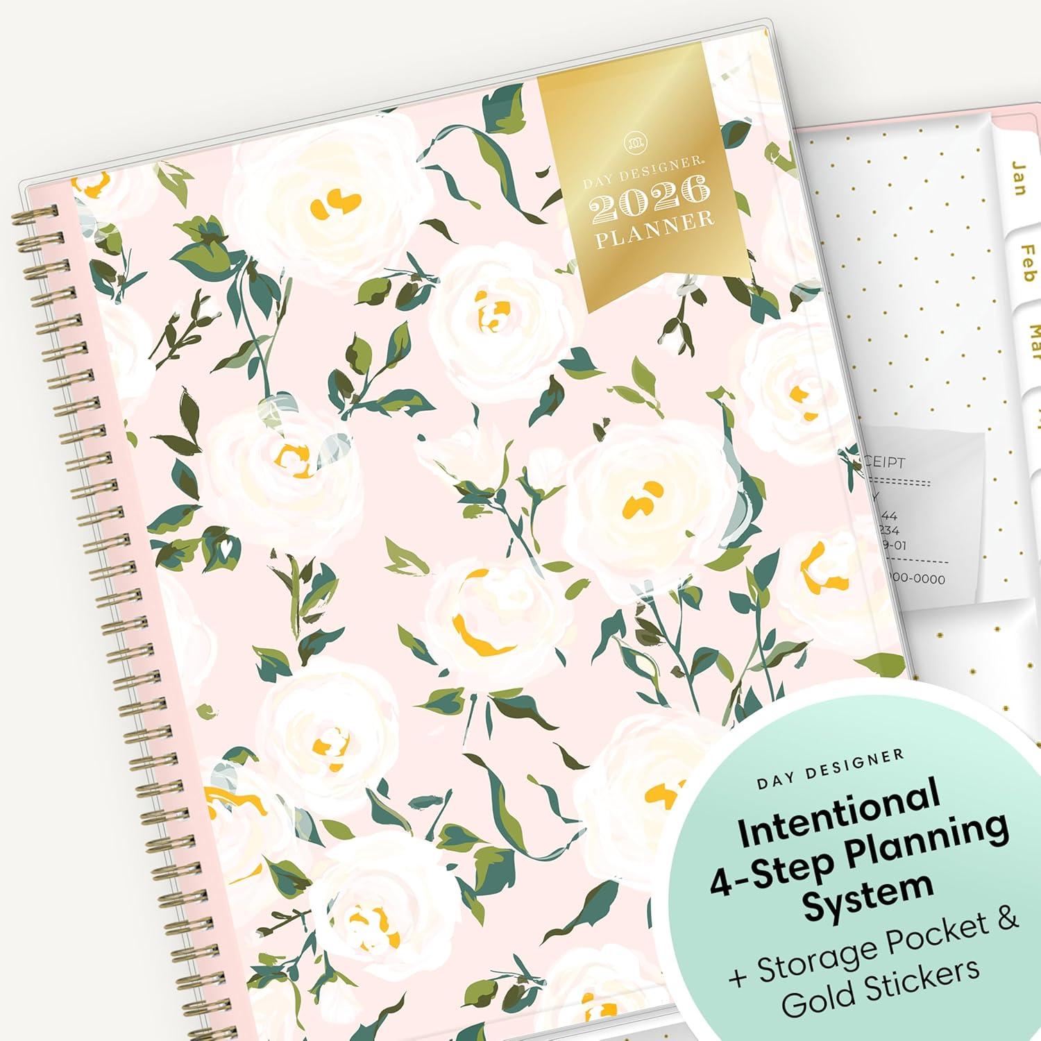 imageBlue Sky Day Designer 2026 Weekly and Monthly Planner Calendar January 2026 December 2026 5quot x 8quot Clear Pocket Cover Durable Twin Wire Binding Includes Storage Pocket Stickers Coming Up RosesComing Up Roses 2026